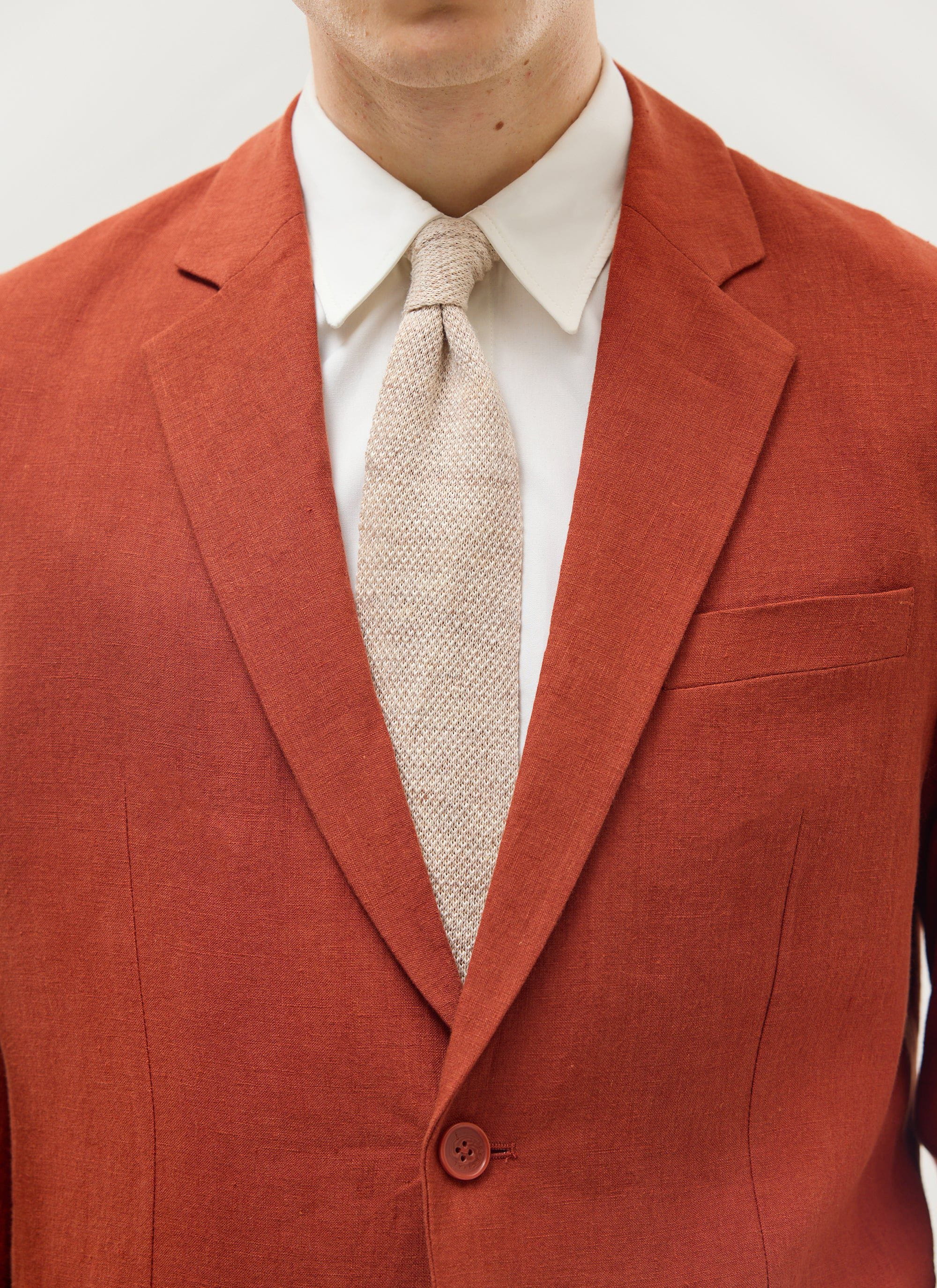 Relaxed Tailored Linen Blazer | Rust - Image 4
