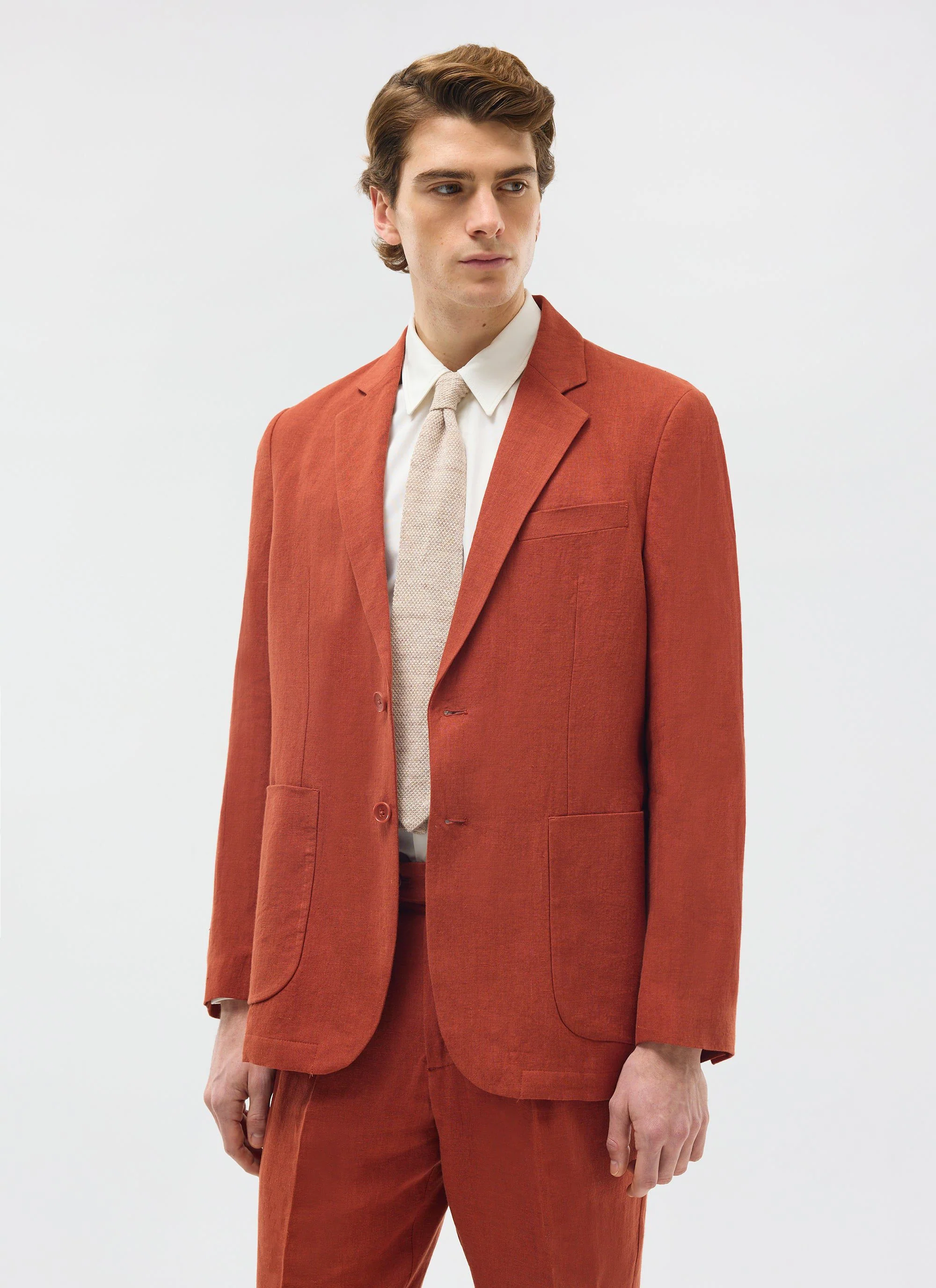 Relaxed Tailored Linen Blazer | Rust - Image 6