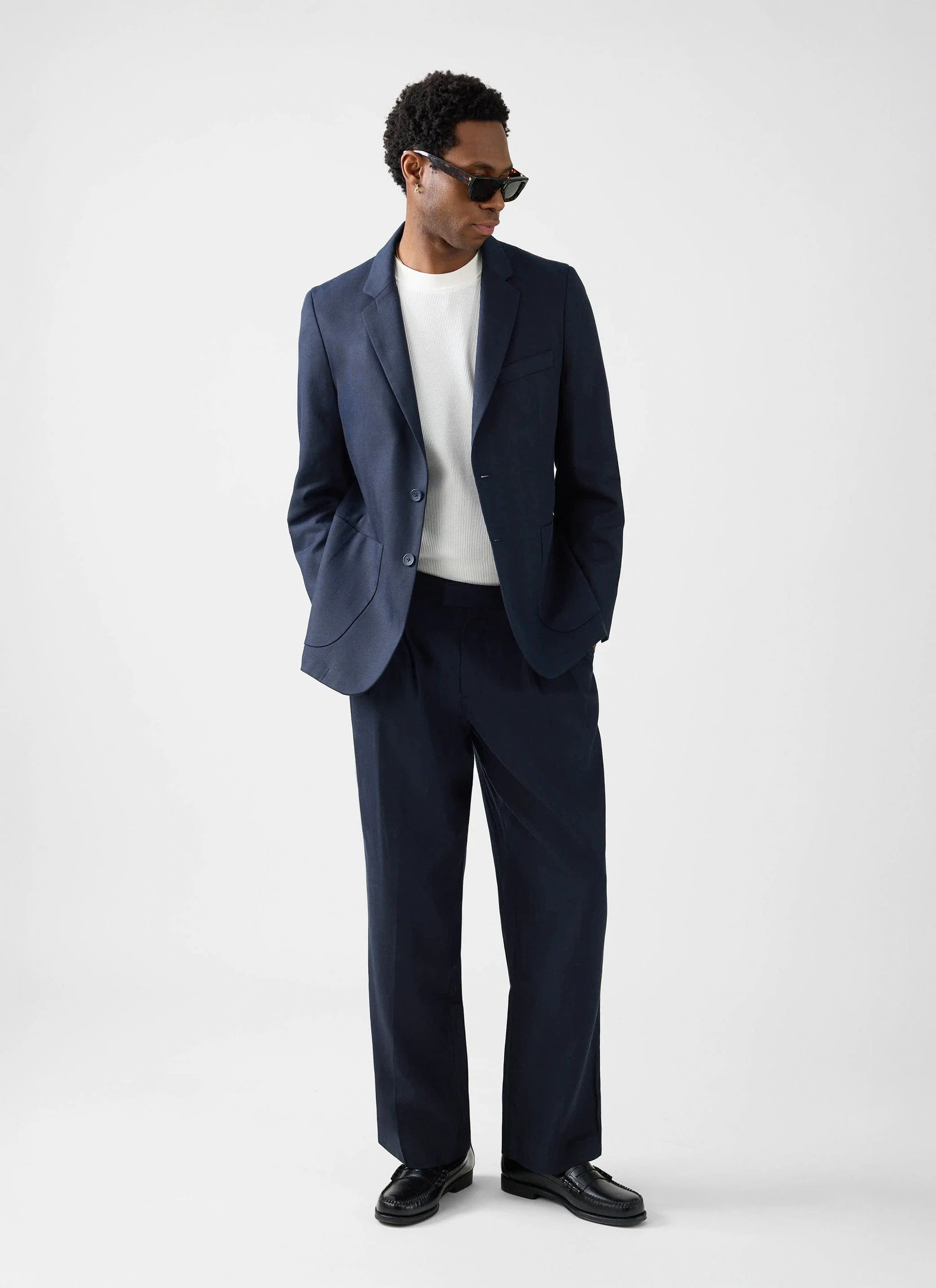 Lyocell Regular Blazer | Navy - Image 7