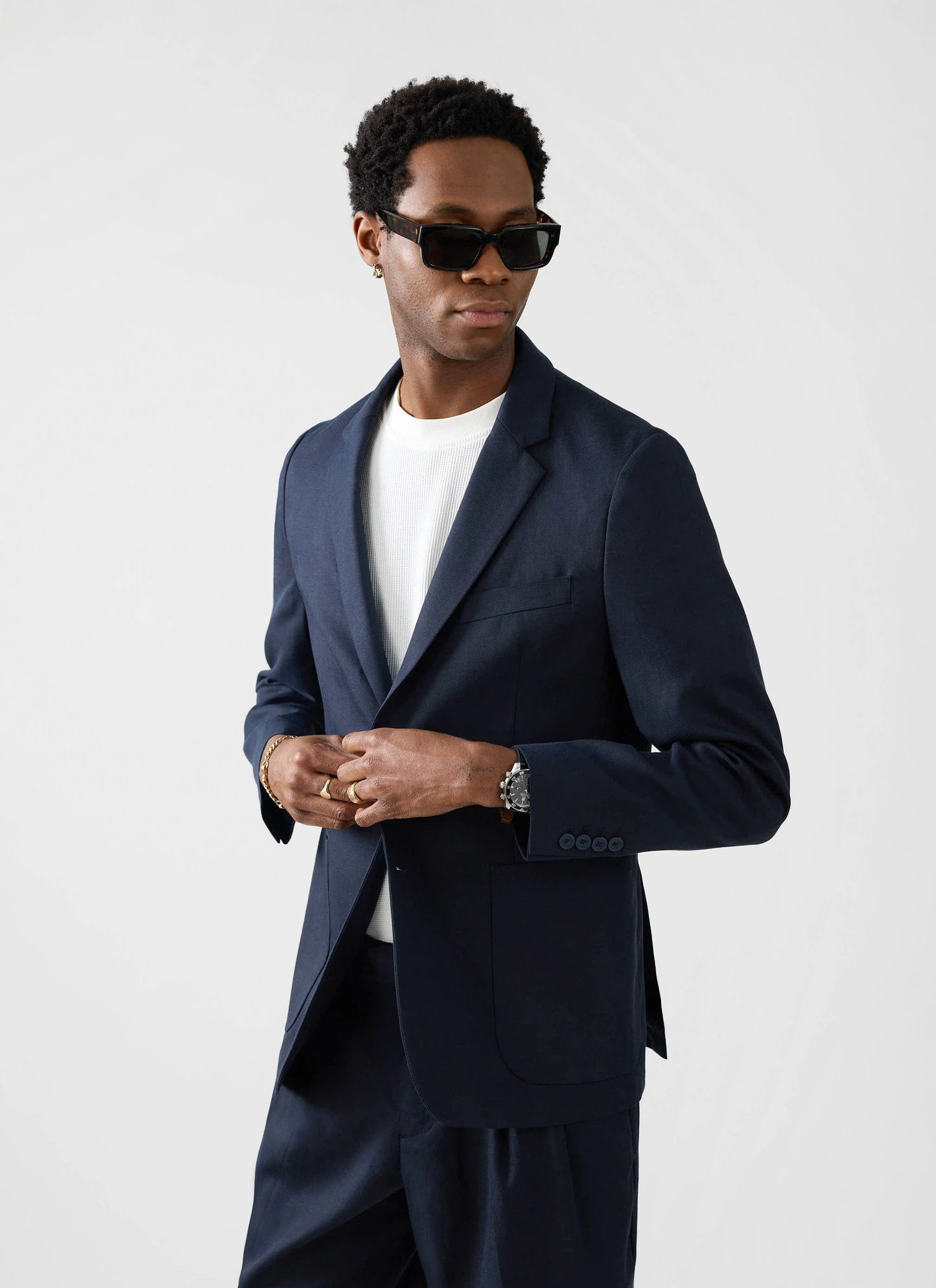 Lyocell Regular Blazer | Navy - Image 5