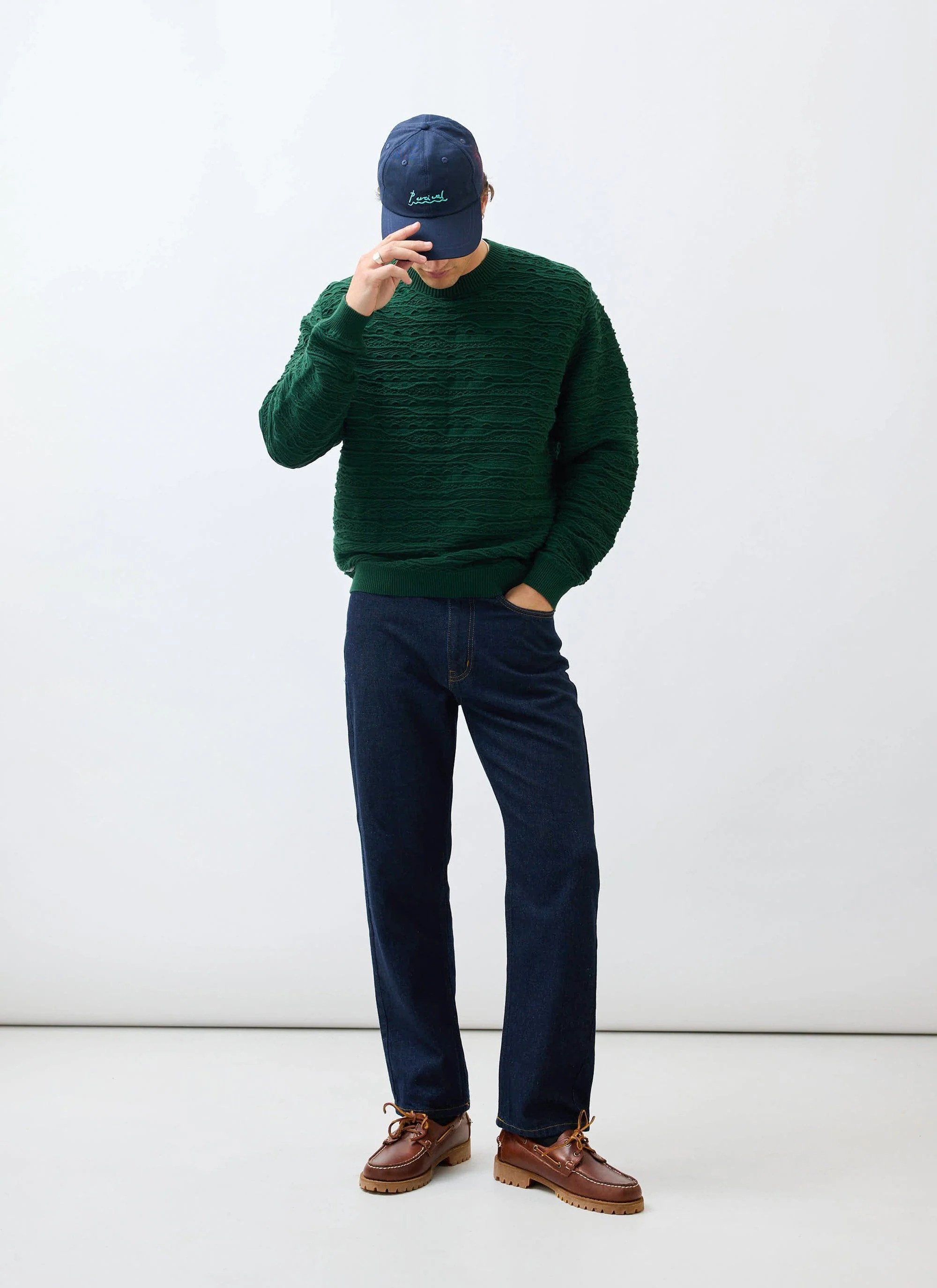 Tales Knitted Crew Neck Jumper | Cotton | Forest - Image 2