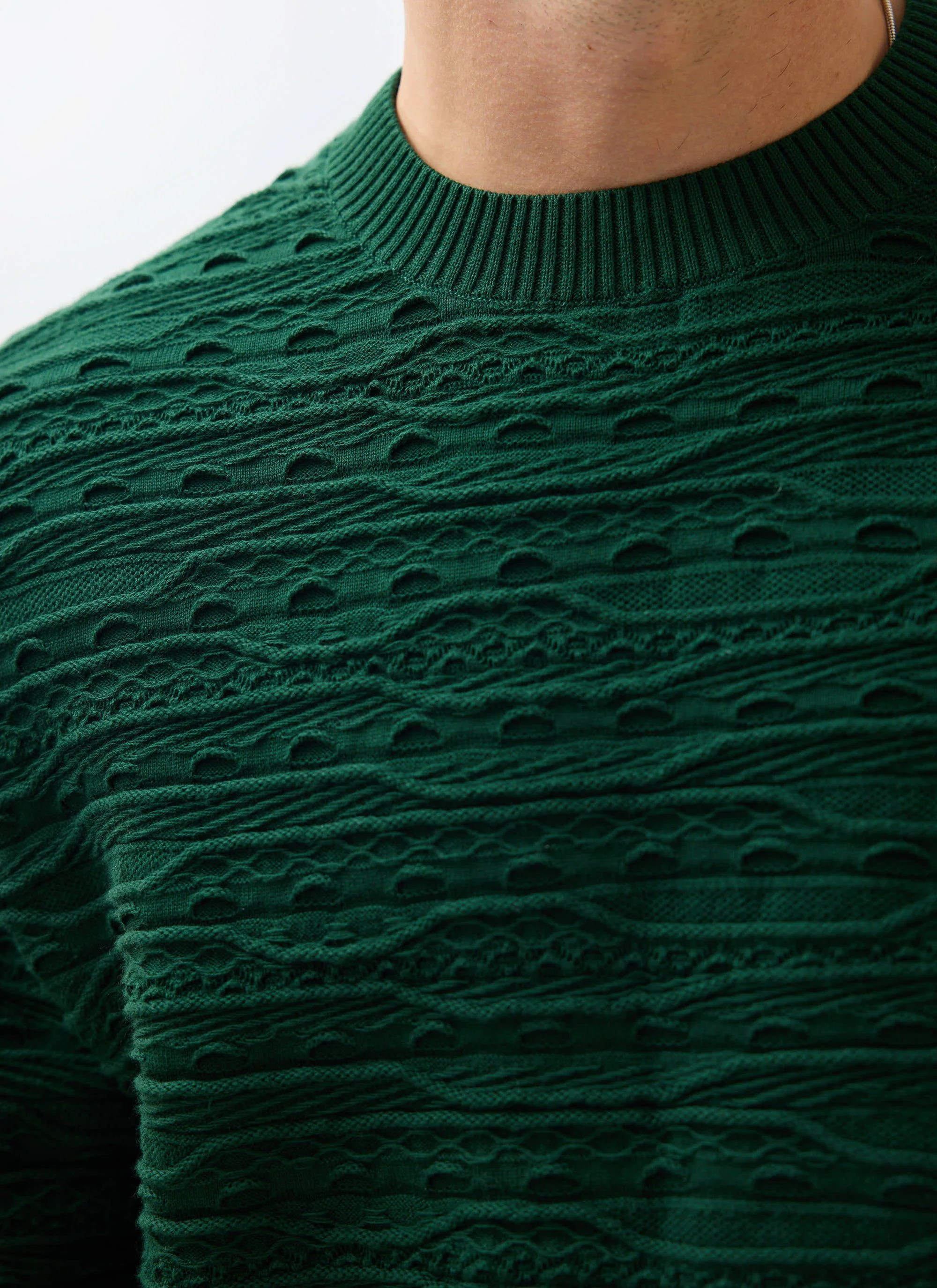 Tales Knitted Crew Neck Jumper | Cotton | Forest - Image 4