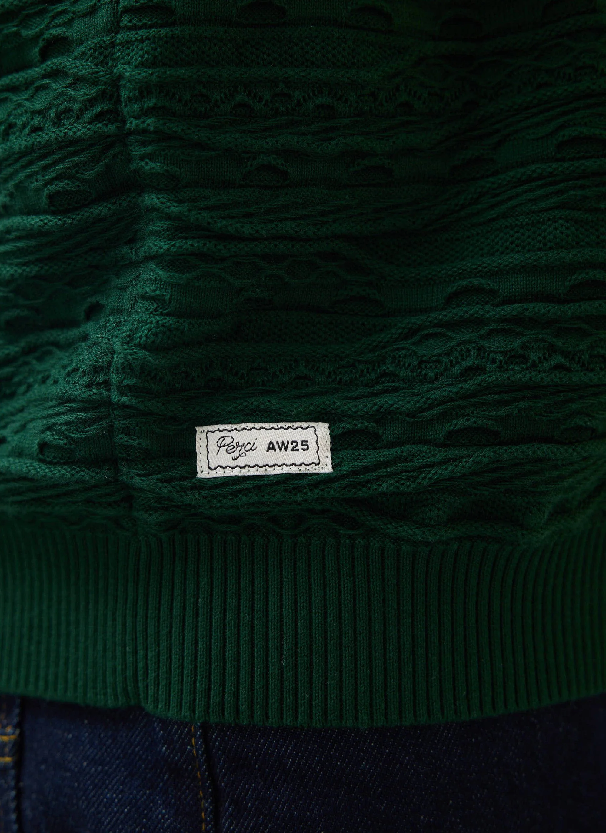 Tales Knitted Crew Neck Jumper | Cotton | Forest - Image 5