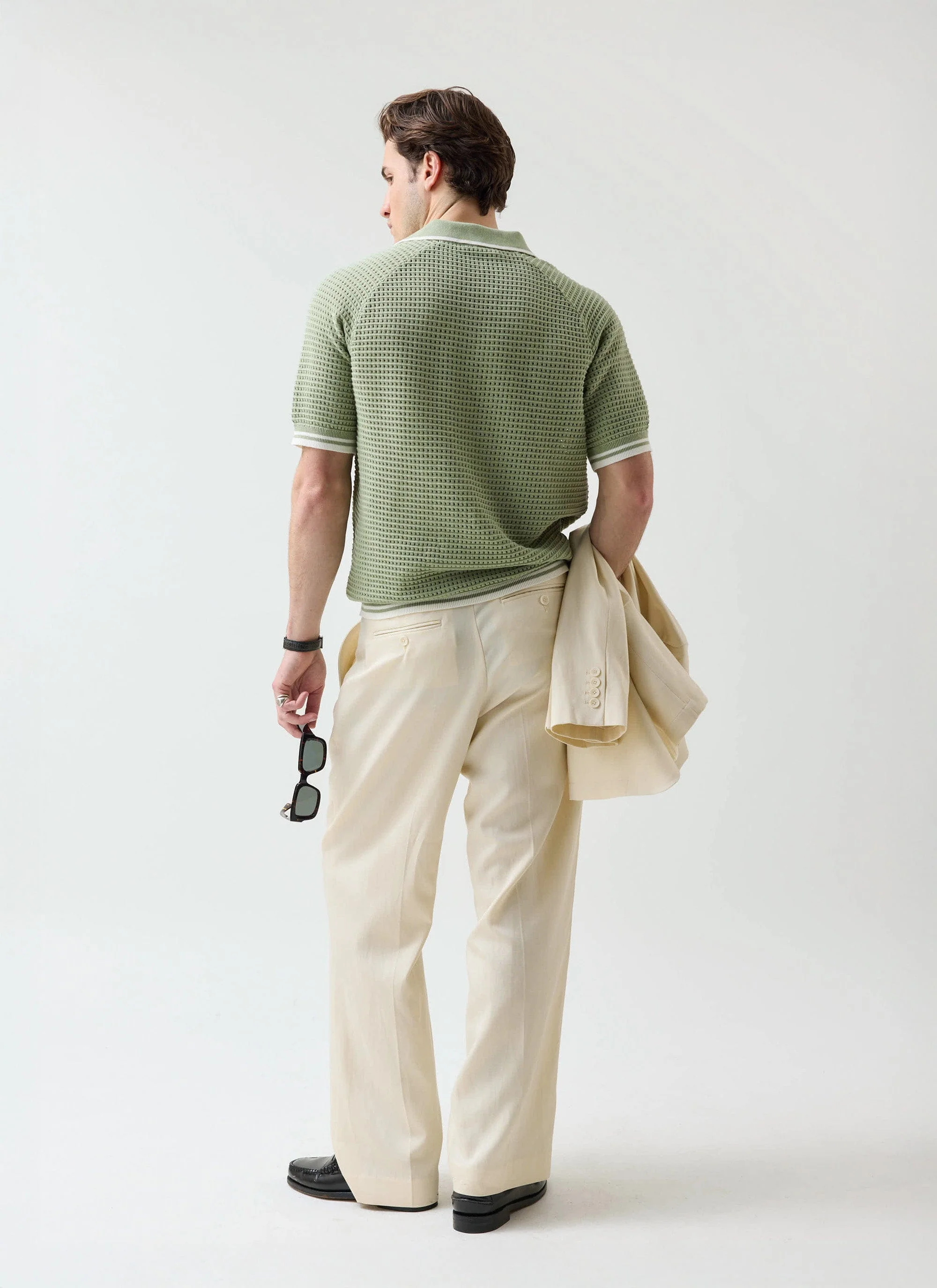 Tennis Boxy Knitted Polo | Cotton | Sage - Image 4