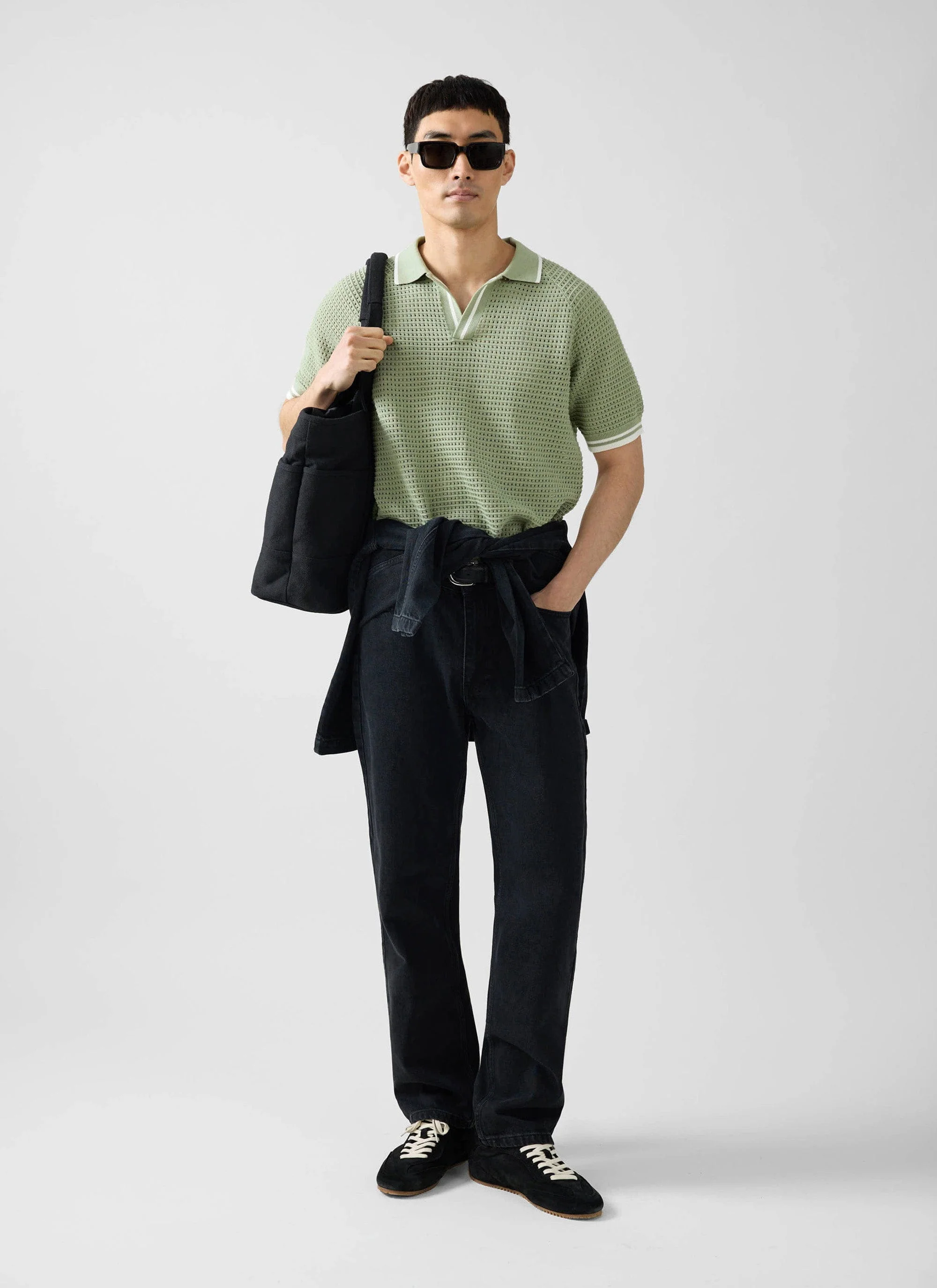 Tennis Boxy Knitted Polo | Cotton | Sage - Image 6