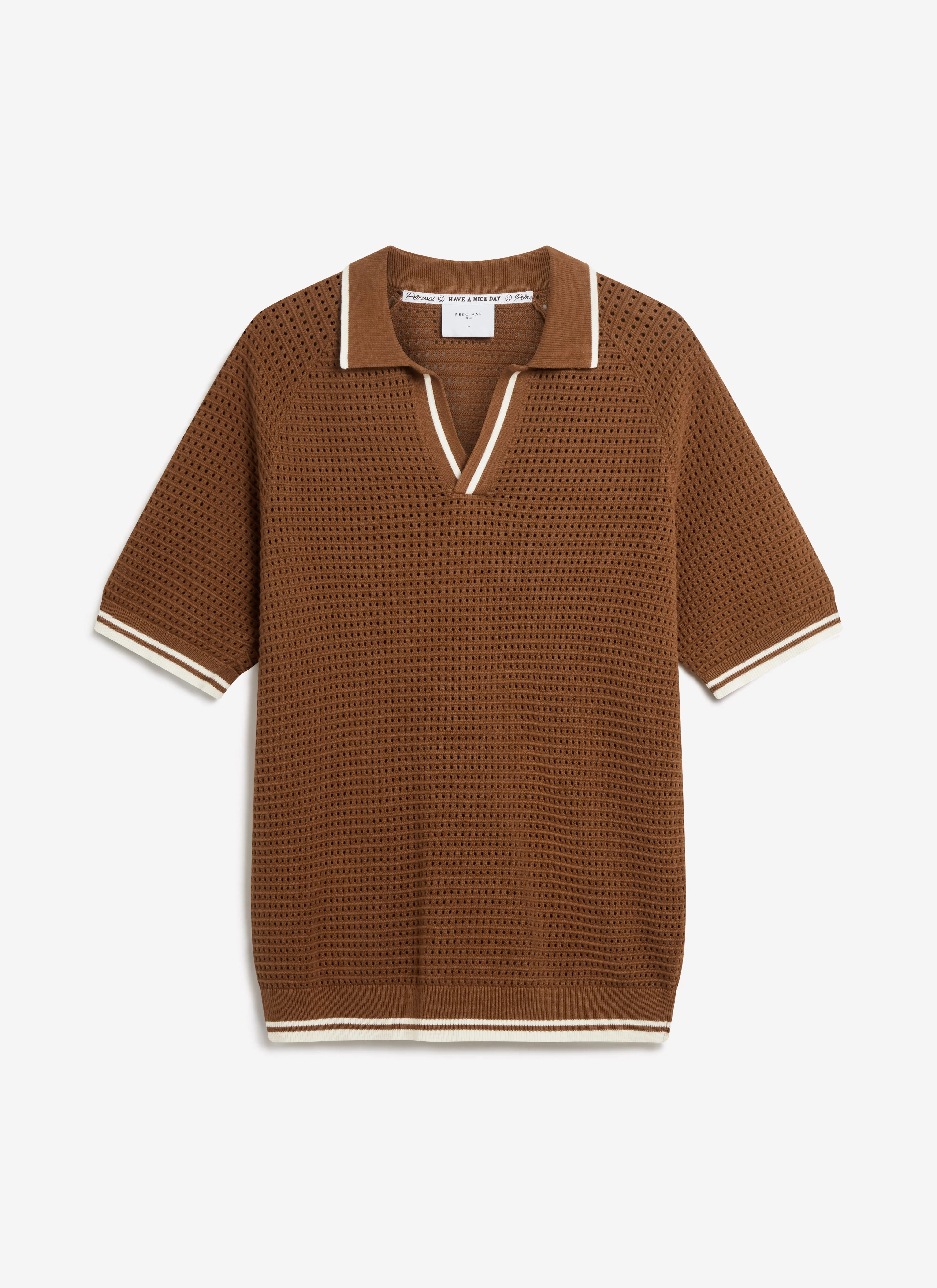 Tennis Boxy Knitted Polo | Cotton | Brown - Image 5