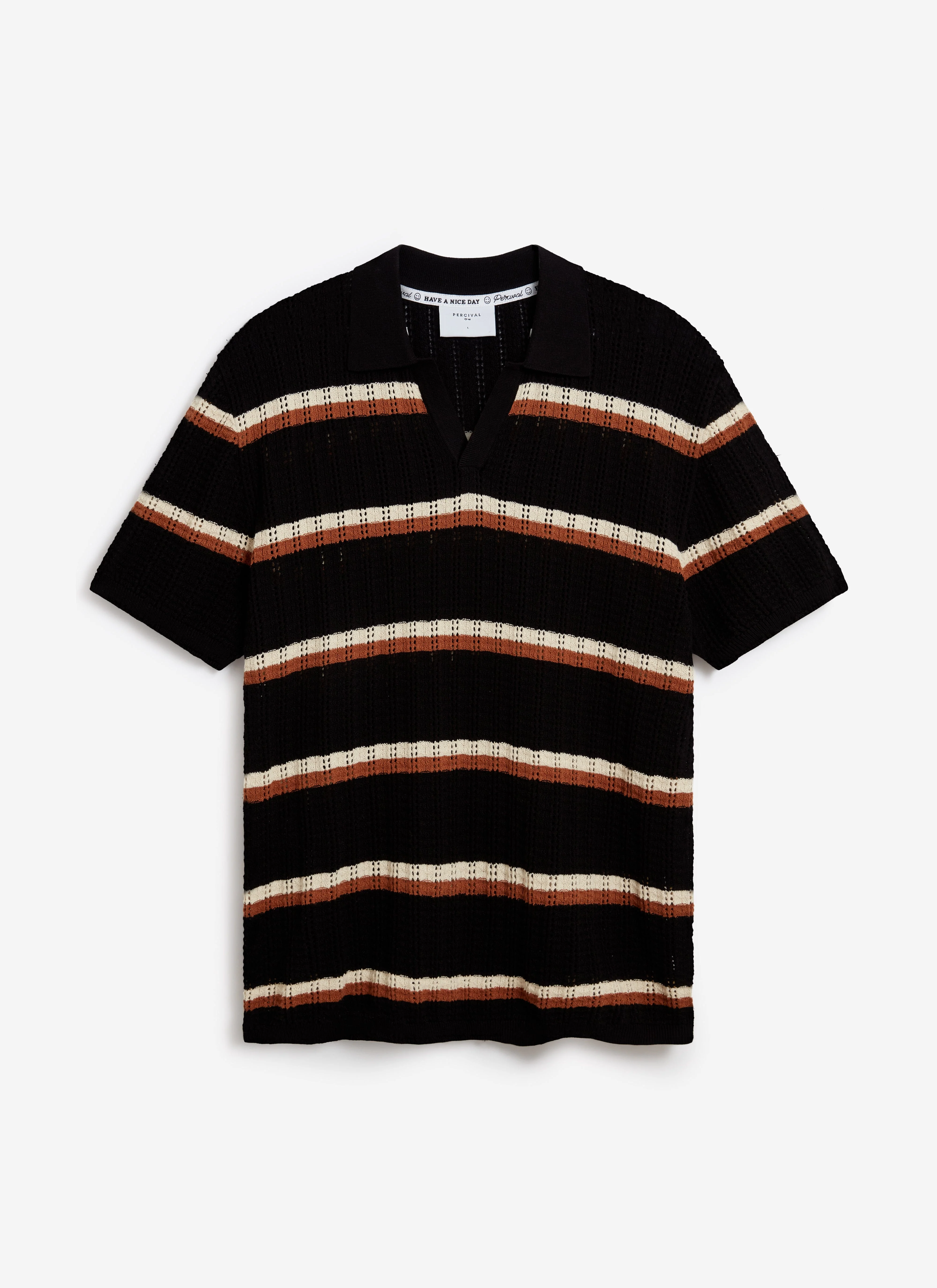 Tessaro Knitted Stripe Polo | Cotton | Black - Image 7