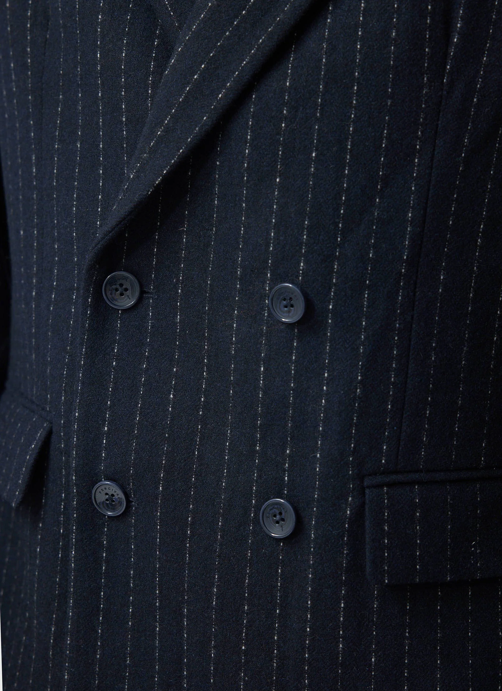 Textured Stripe Double Breasted Blazer | Navy - Image 5
