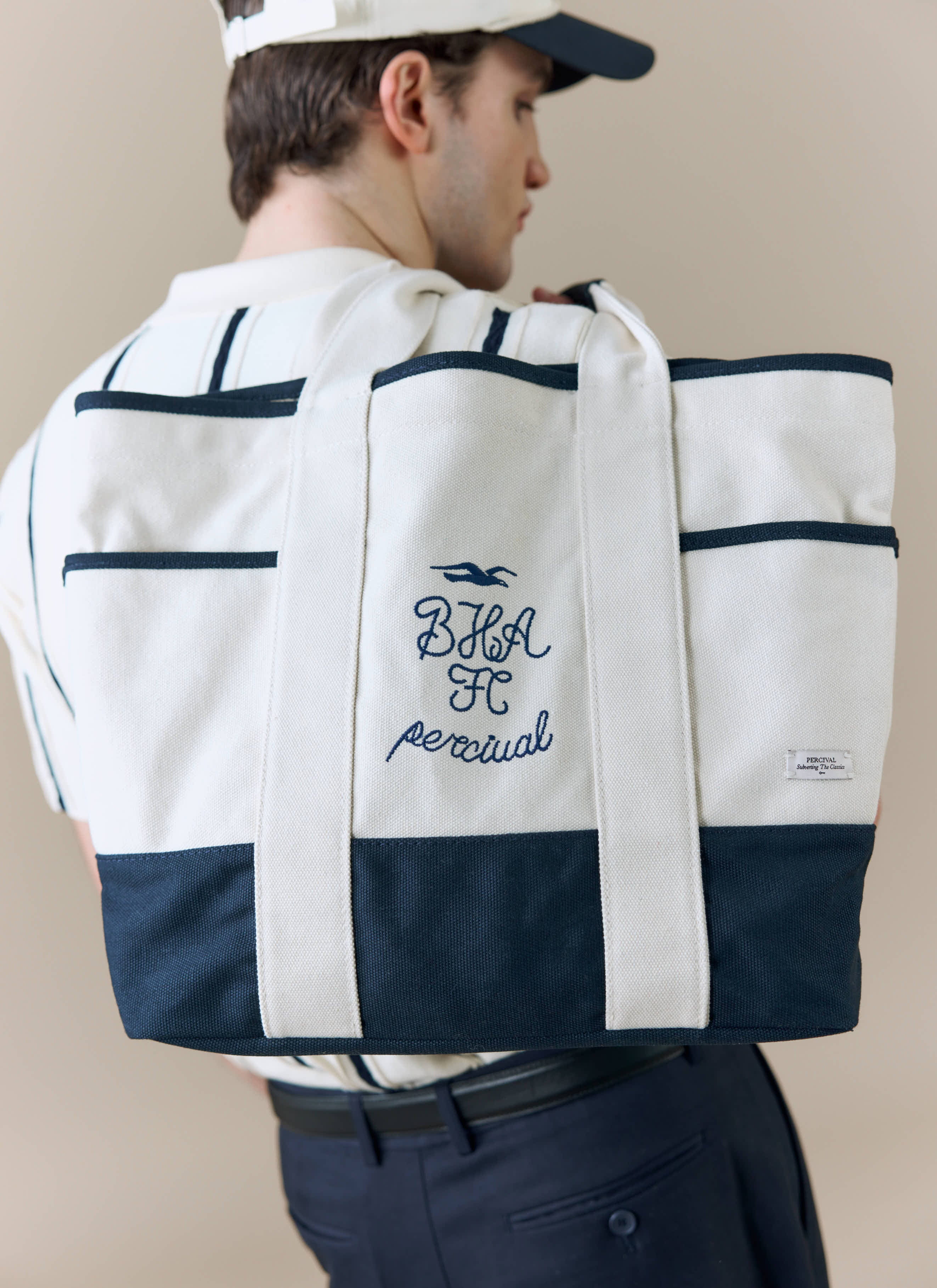 Tote Bag | Brighton & Hove Albion F.C. x Percival | Cream Navy - Image 2