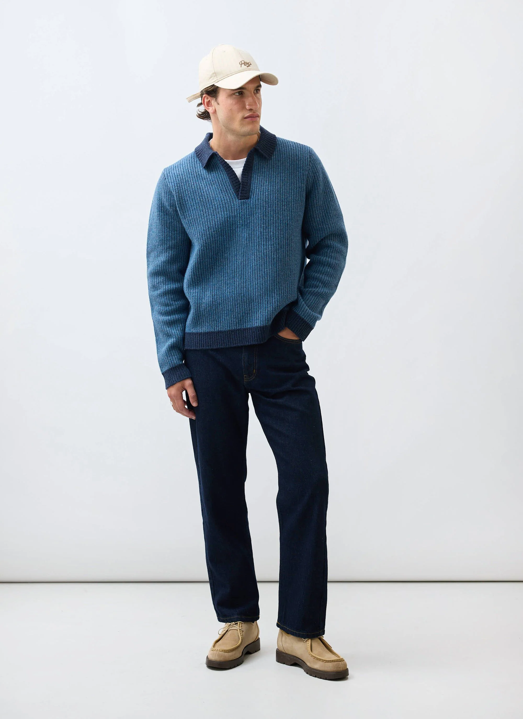 Picnic Polo | Two Toned Wool | Navy - Image 2