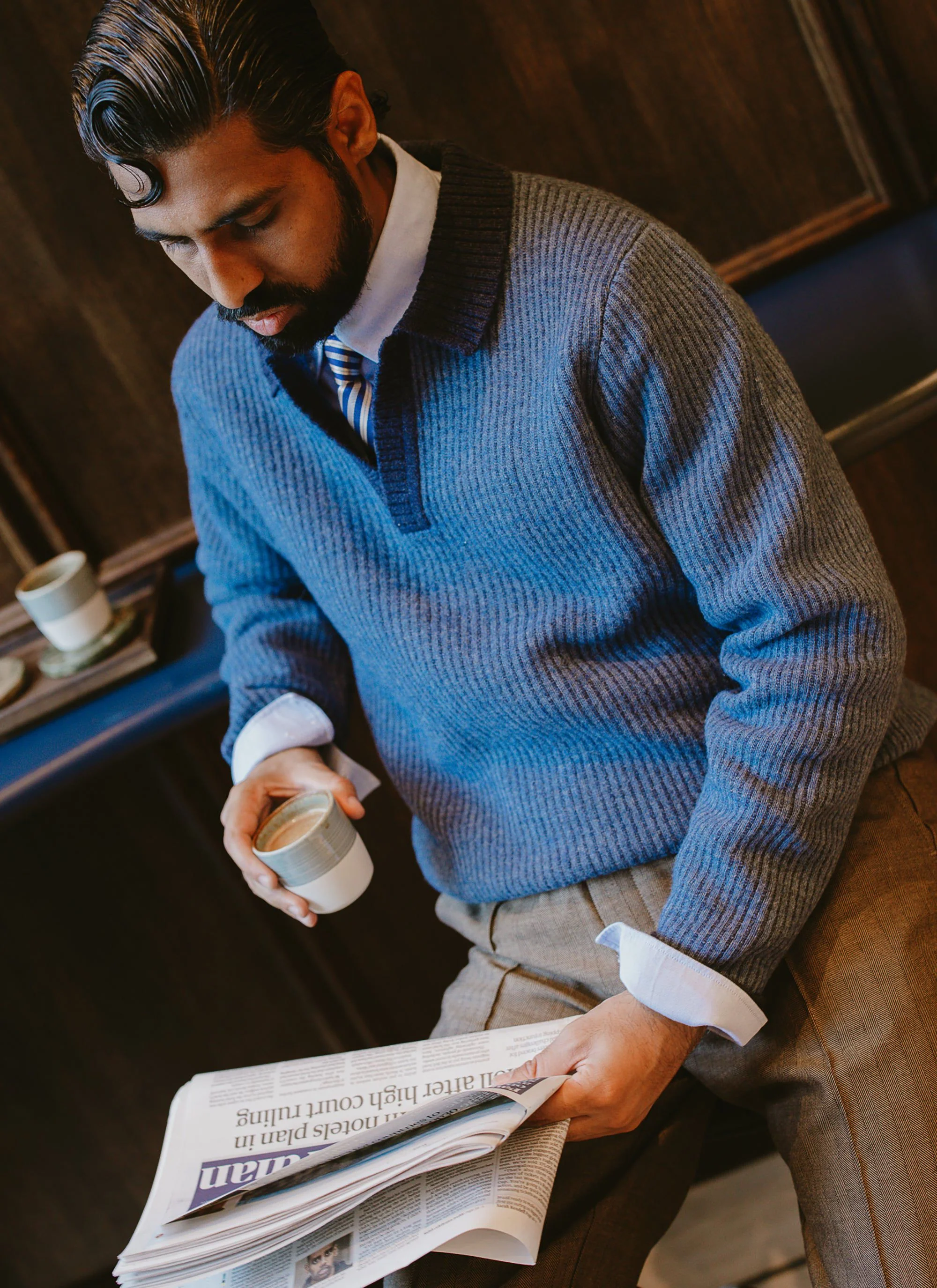 Picnic Polo | Two Toned Wool | Navy - Image 7