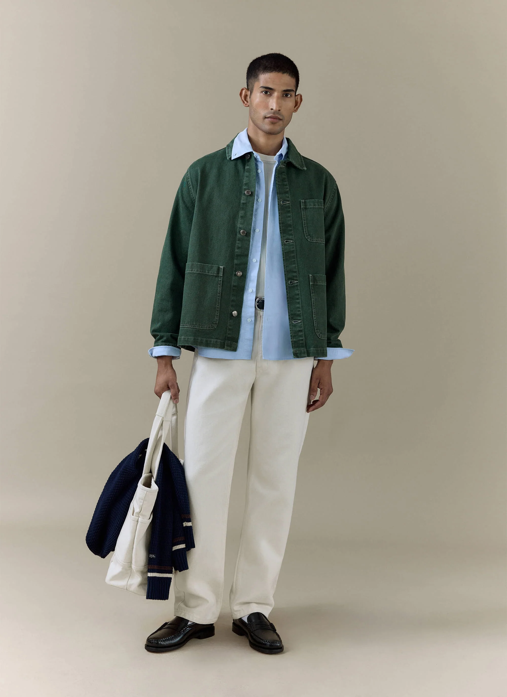 Vintage Wash Oliver Chore Jacket | Cotton Canvas | Forest - Image 8