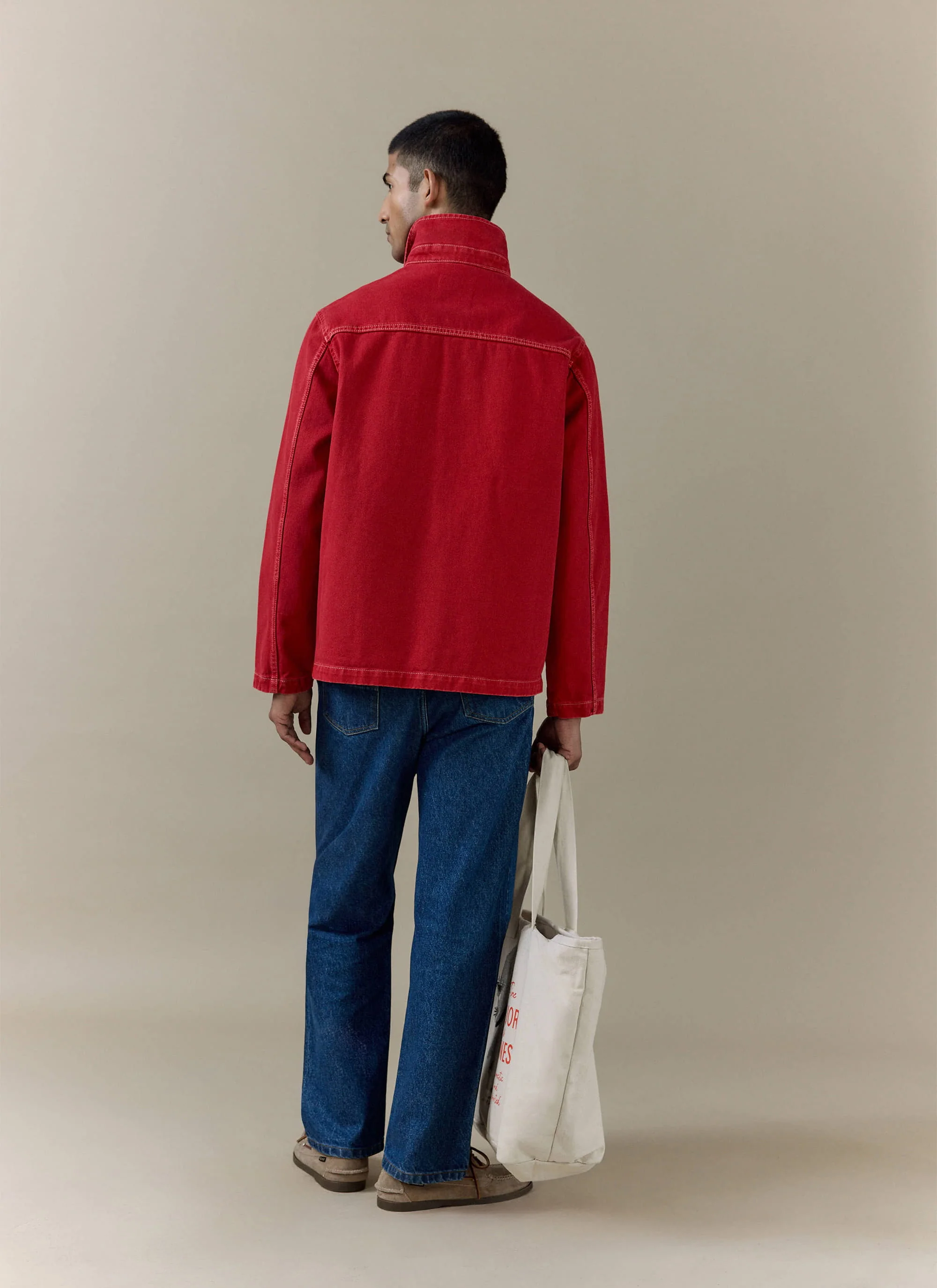 Vintage Wash Oliver Chore Jacket | Cotton Canvas | Red - Image 3