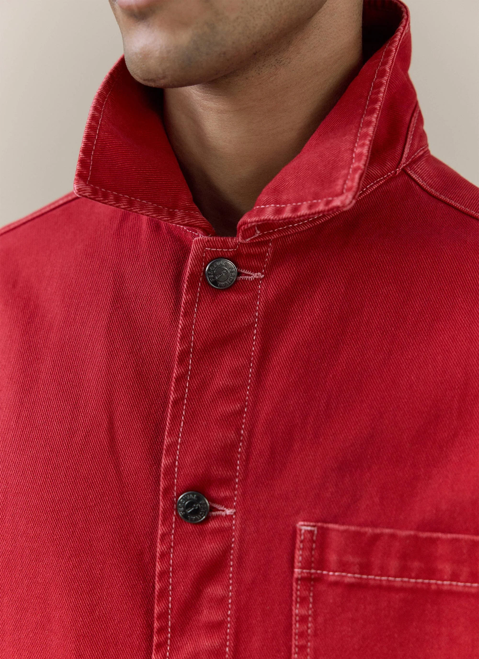 Vintage Wash Oliver Chore Jacket | Cotton Canvas | Red - Image 5