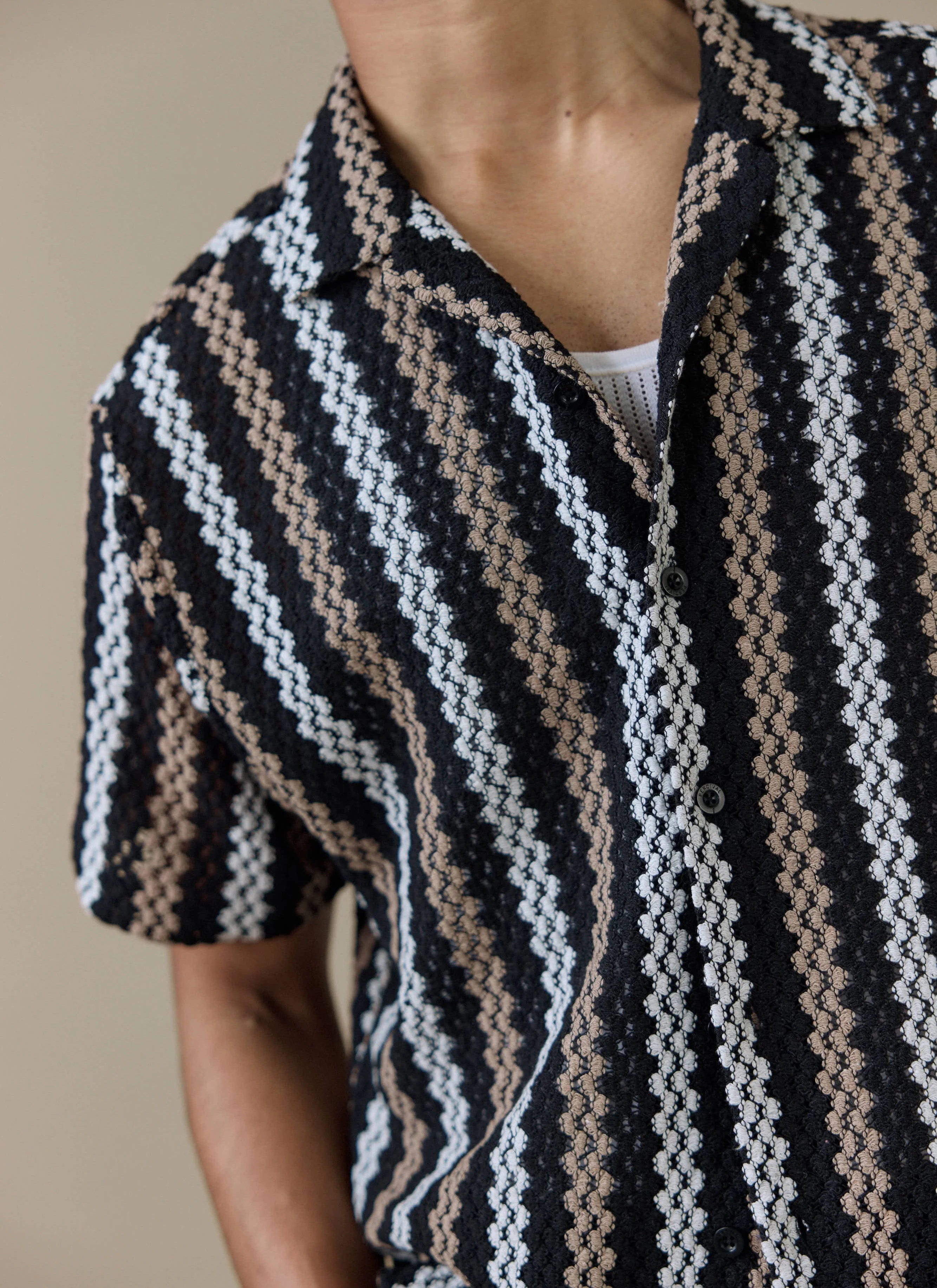 Wade Crochet Boxy Shirt | Cotton Blend | Black - Image 5
