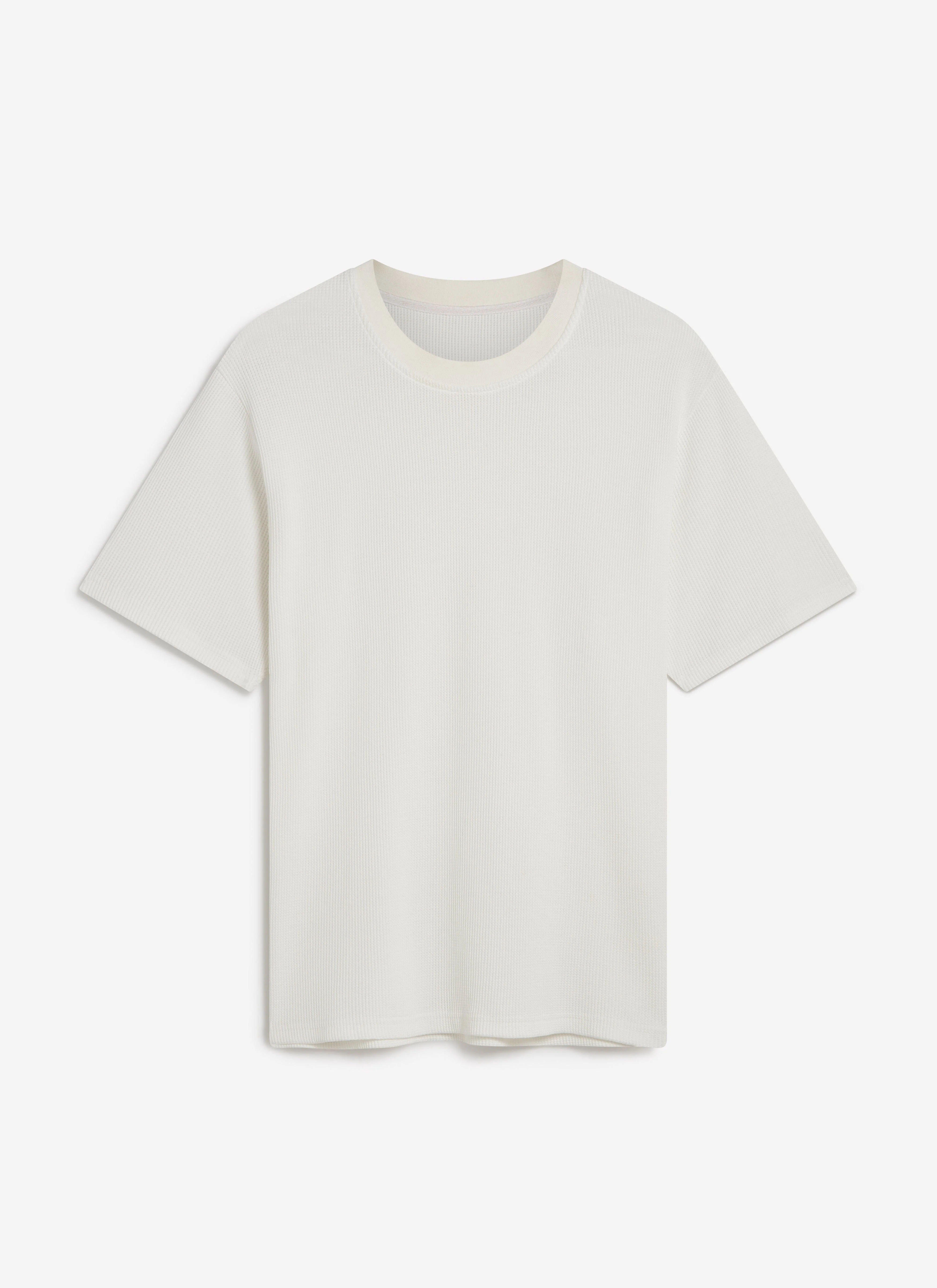 Waffle Short Sleeve T Shirt | Cotton | White - Image 7