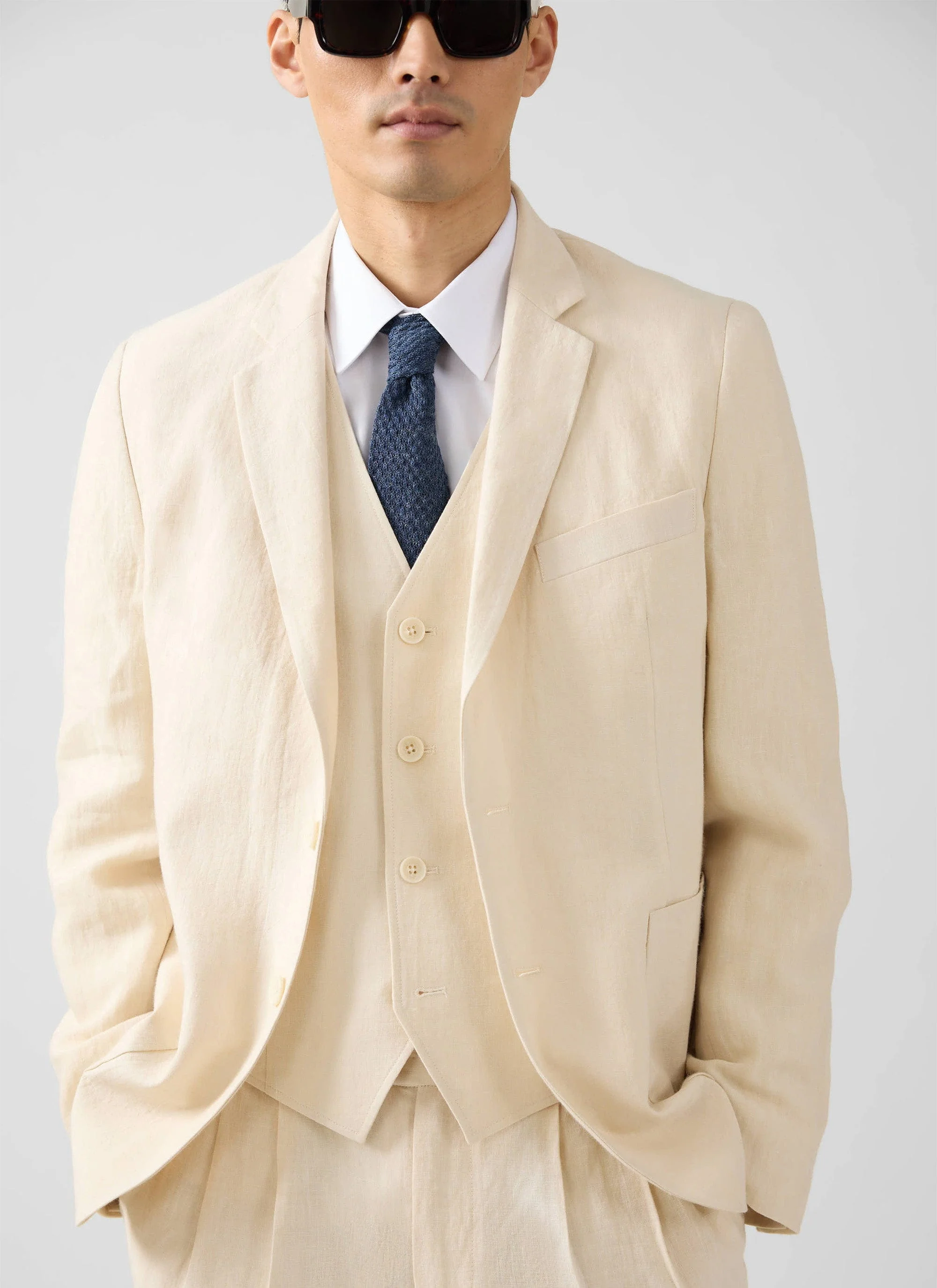 Tailored Linen Blazer | Cream - Image 6