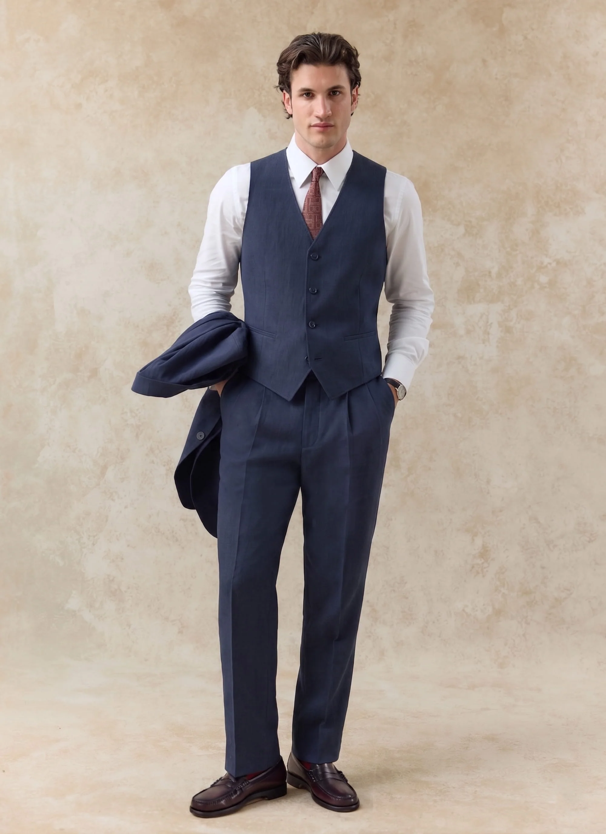 Waistcoat | Linen | Navy - Image 3