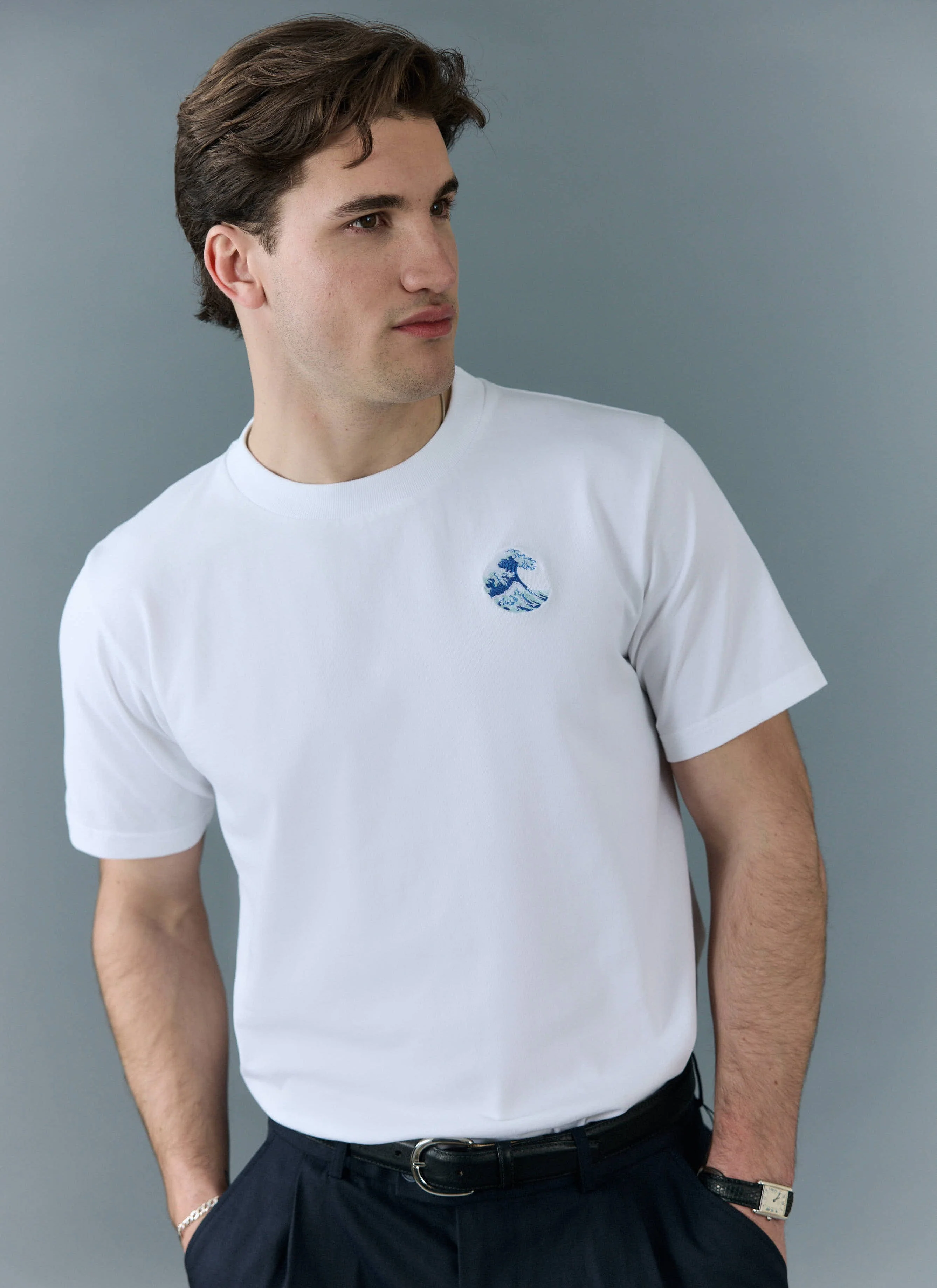 Wave T Shirt | Embroidered Organic Cotton | White - Image 4
