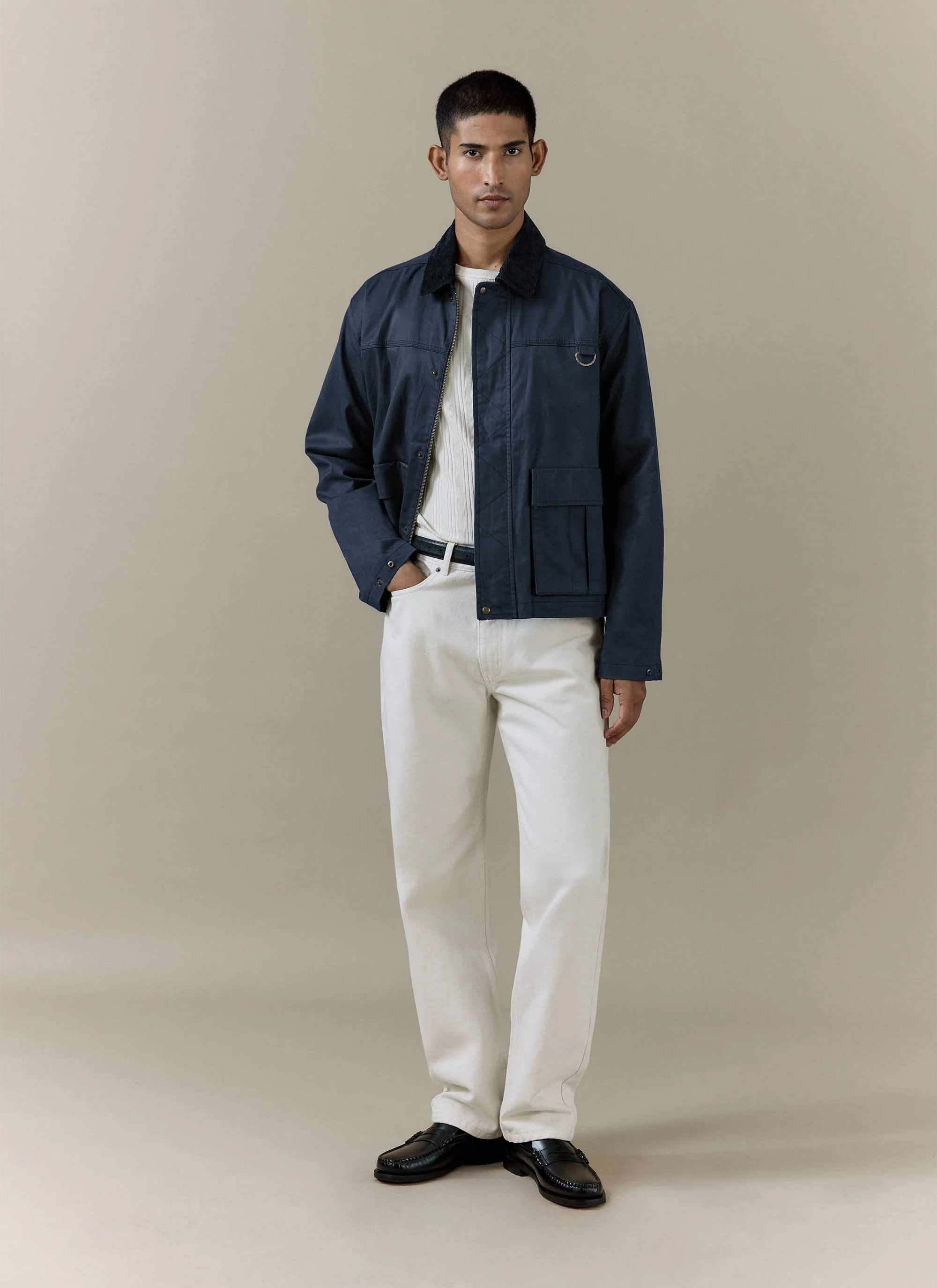 Wax Zip Jacket | Cotton | Navy - Image 2