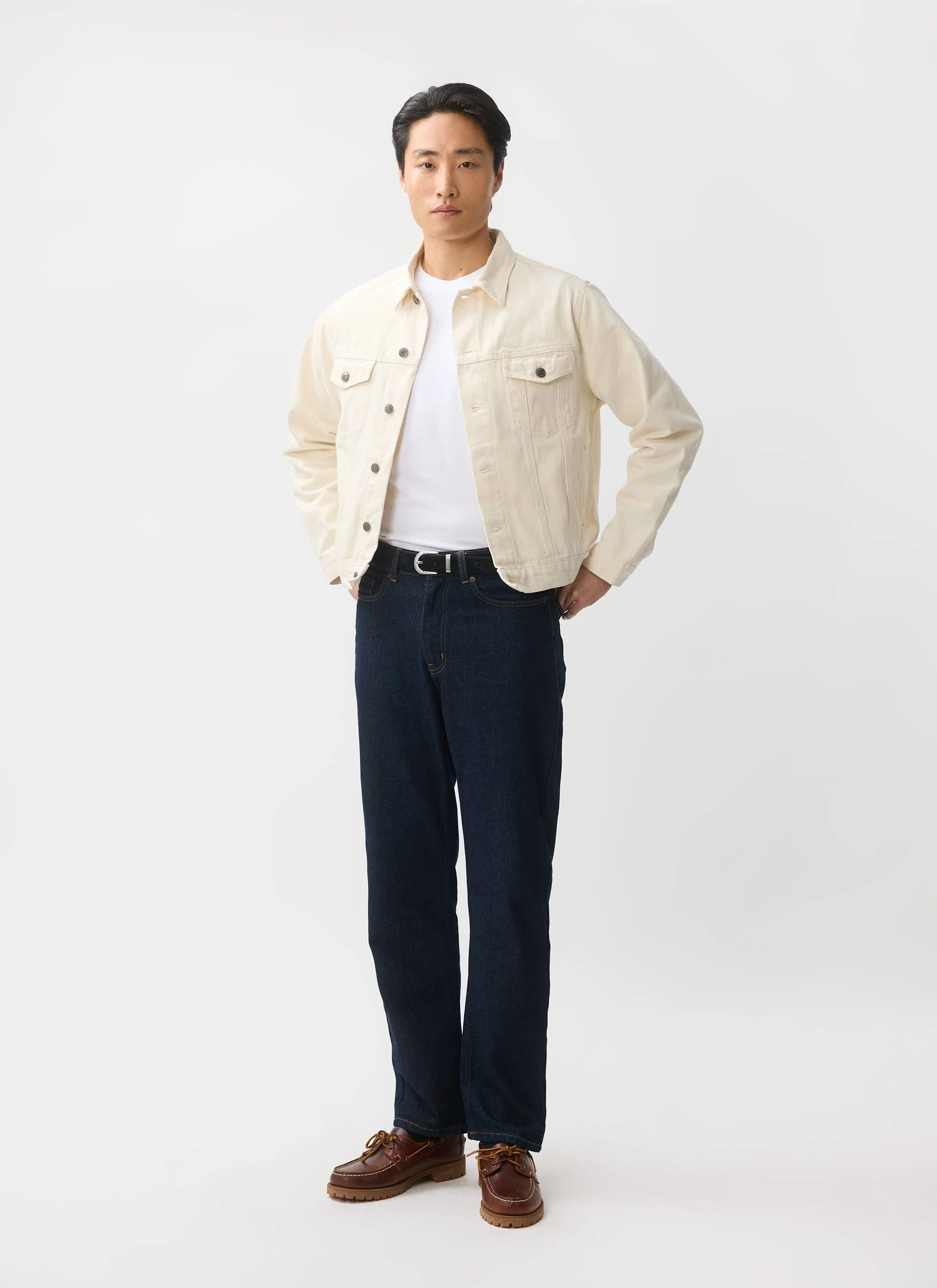 Western Trucker Jacket | Denim | Cream - Image 3
