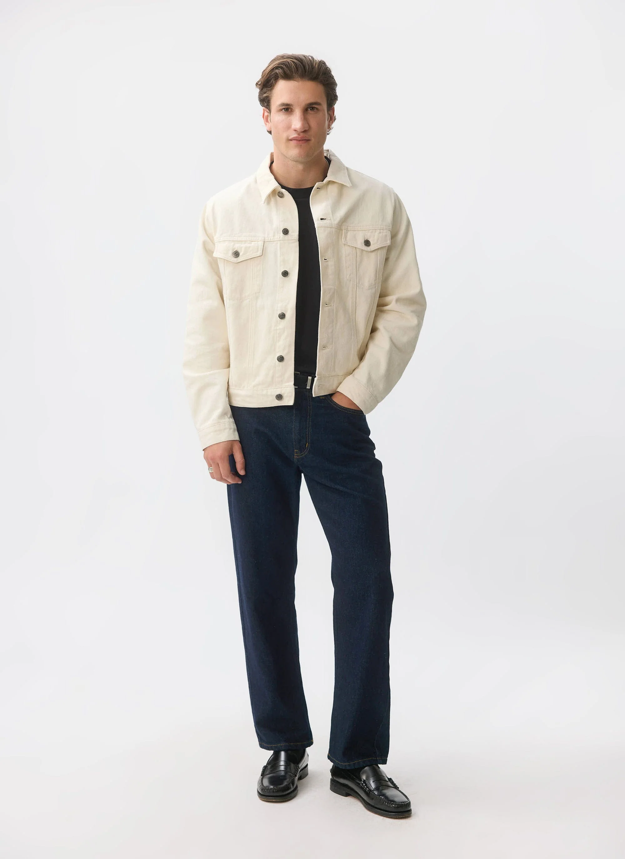 Western Trucker Jacket | Denim | Cream - Image 5