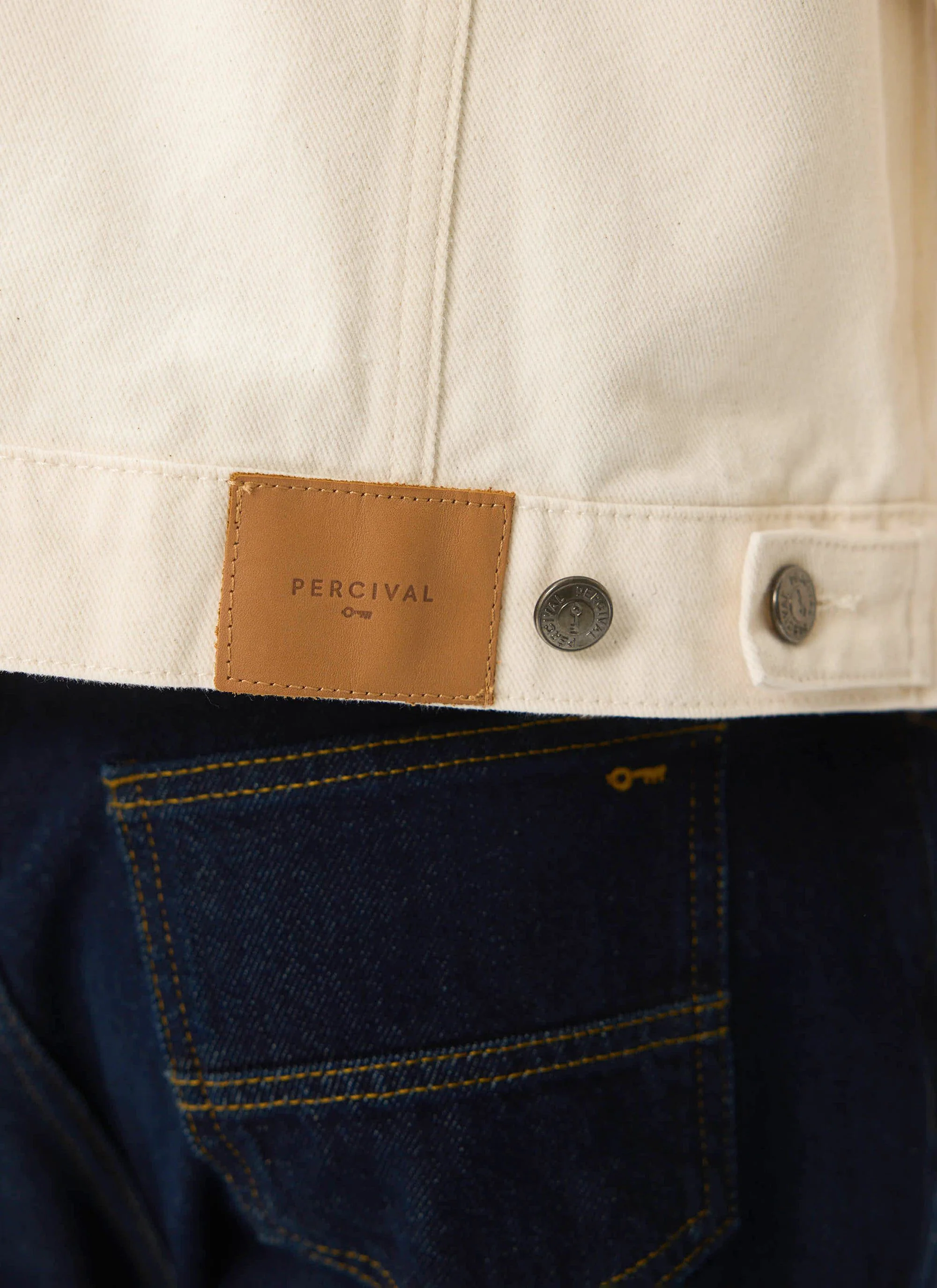 Western Trucker Jacket | Denim | Cream - Image 8