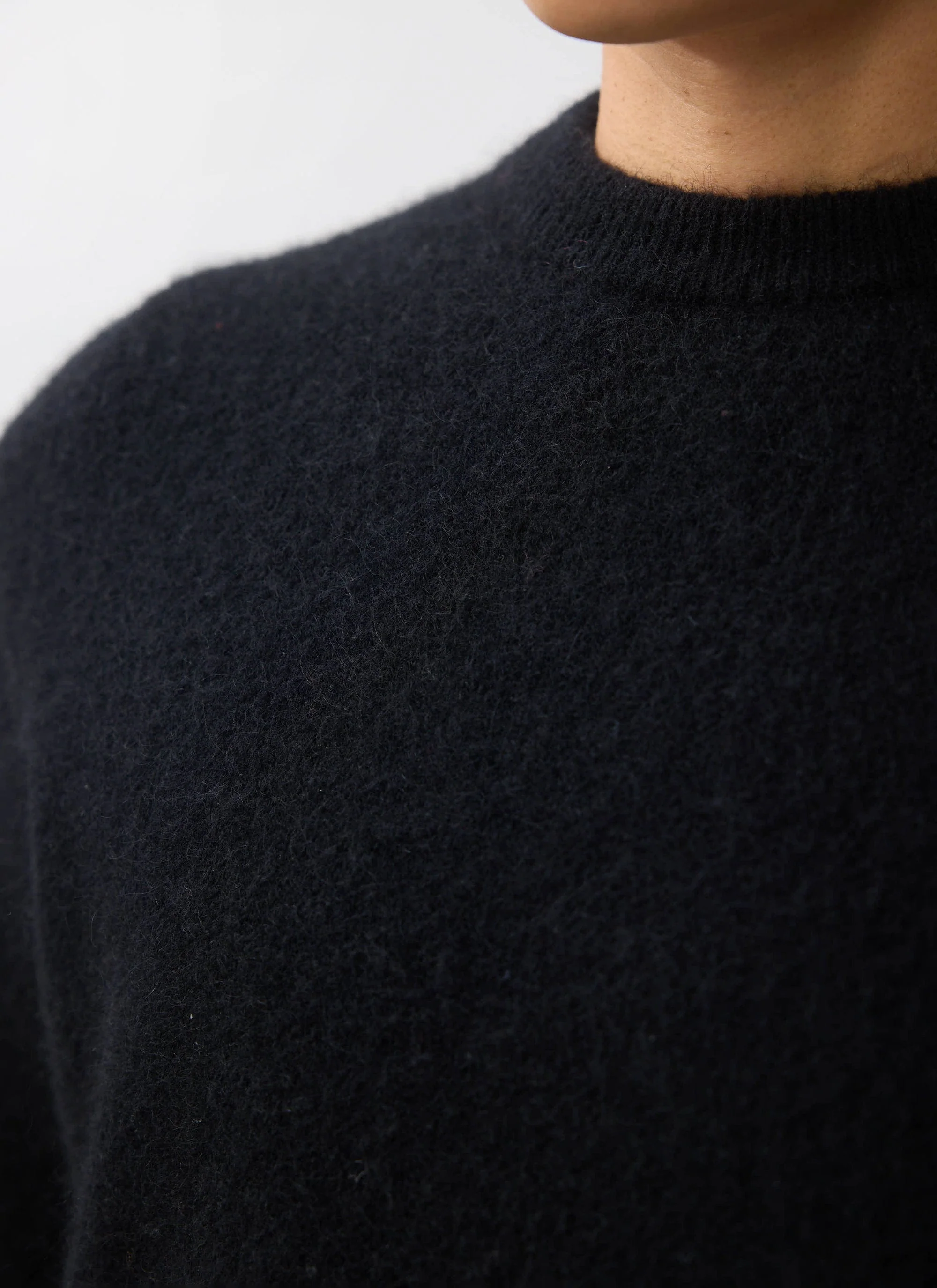White Glove Crew Neck Jumper | Mohair | Black - Image 3