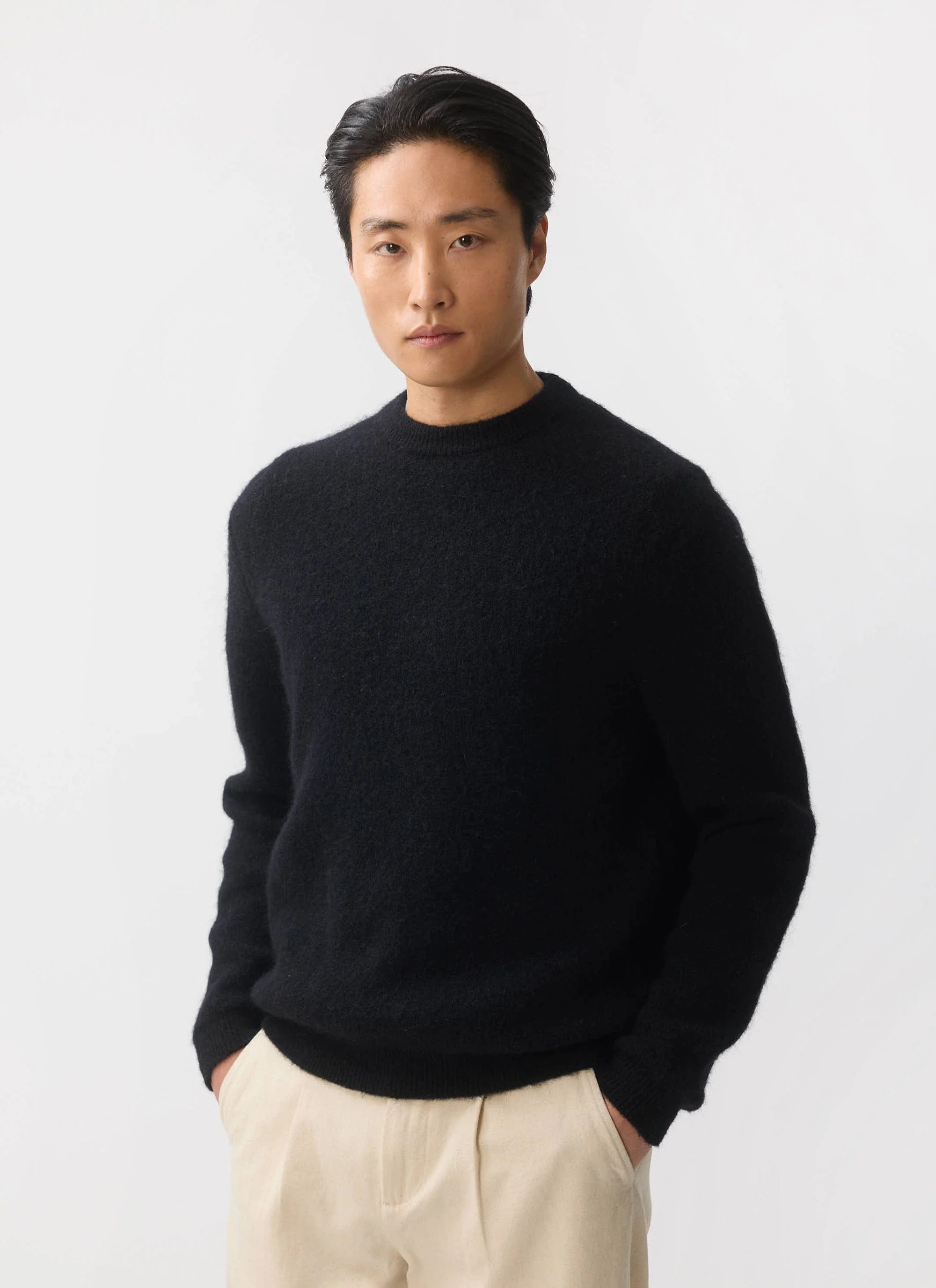 White Glove Crew Neck Jumper | Mohair | Black - Image 5