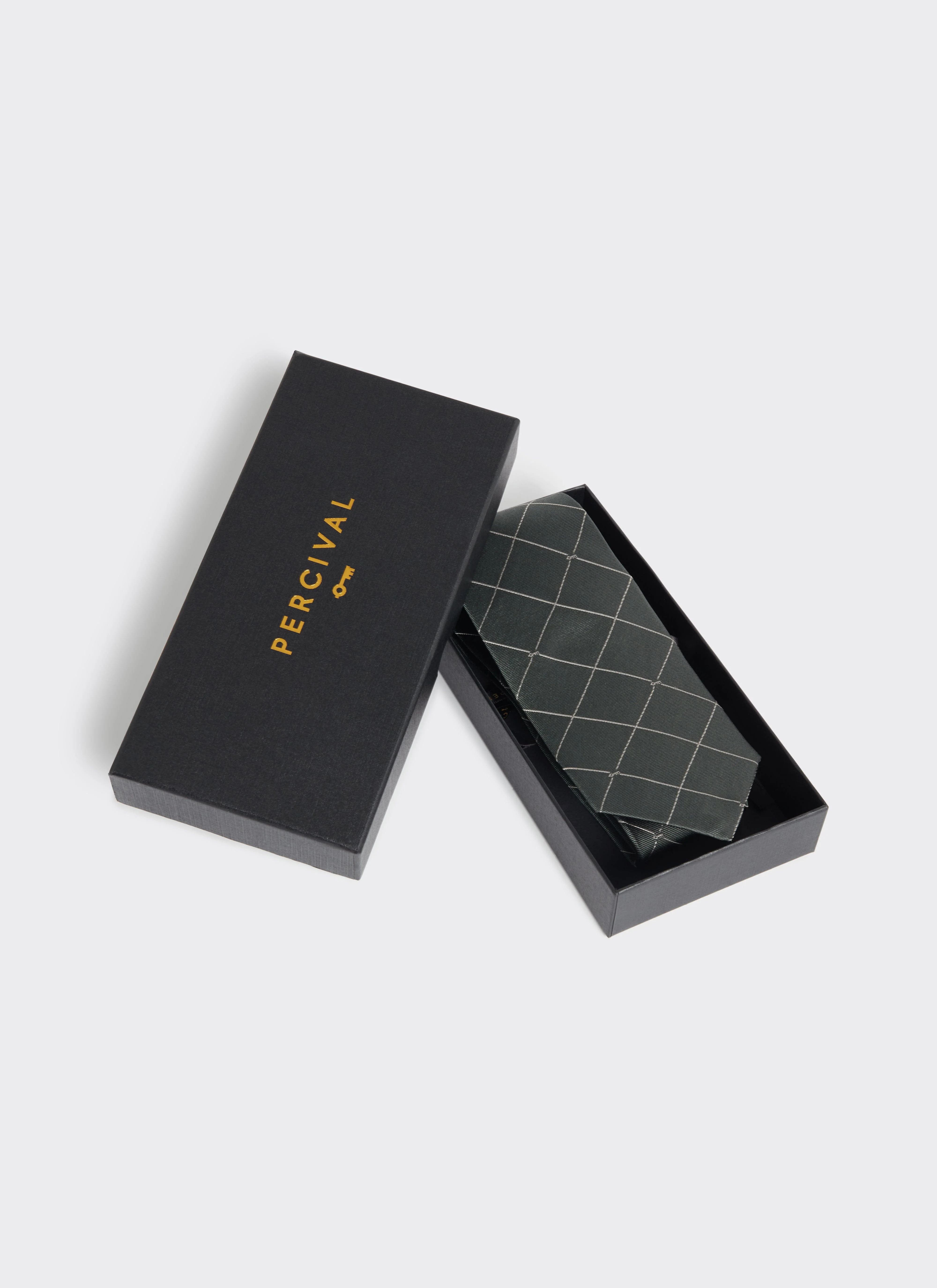 Window Pane Key Jacquard Tie | Silk | Forest - Image 4