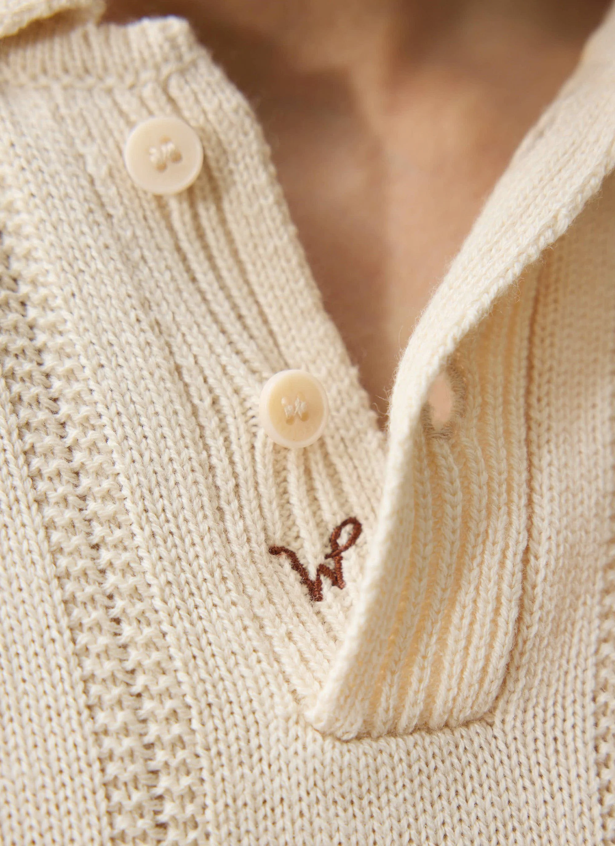 Wool Knitted Polo | Percival x Warren | Cream - Image 3