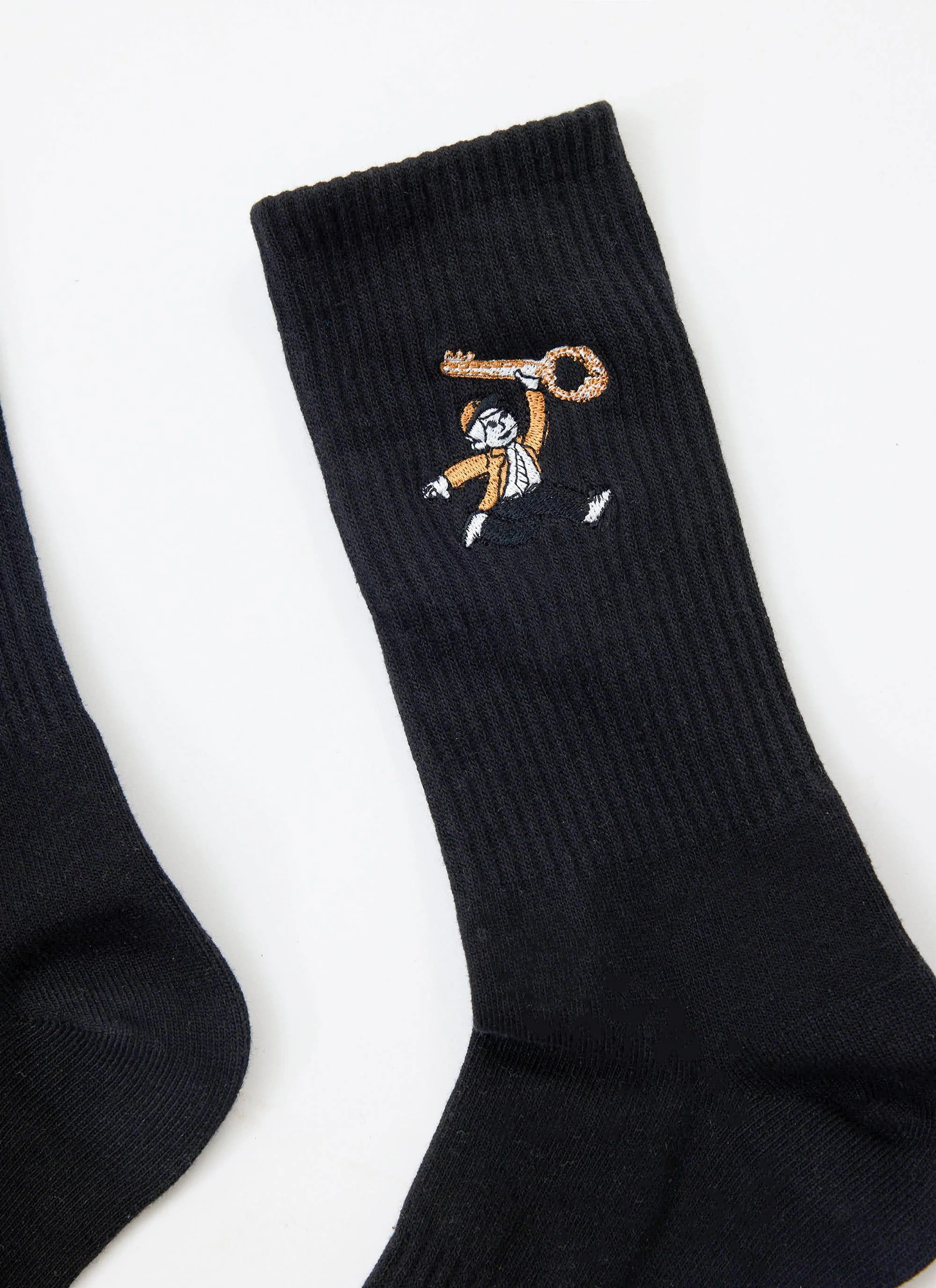 World Key Embroidered Socks | Black
