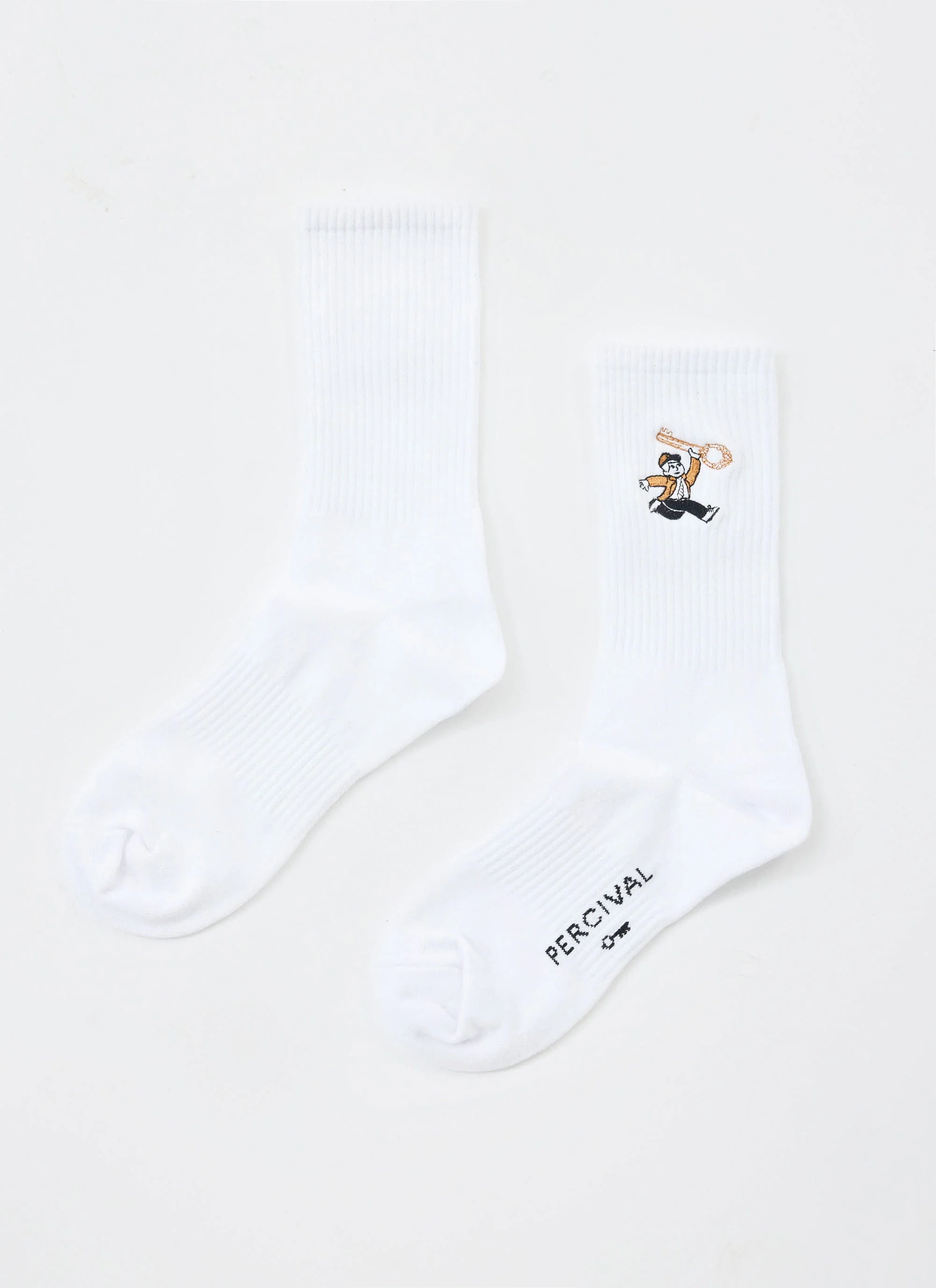 World Key Embroidered Socks | White