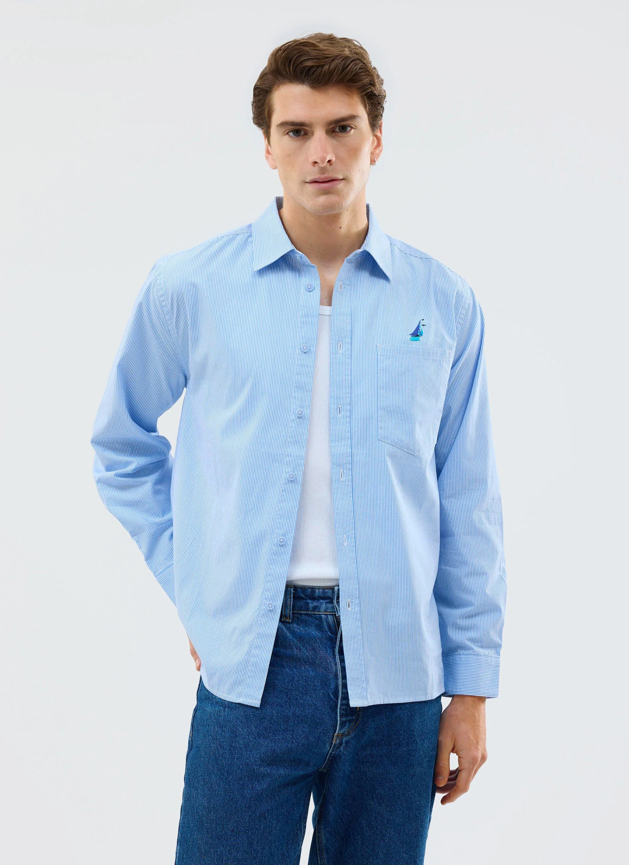 Yacht Stripe Oversized Shirt | Cotton | Blue - Image 5