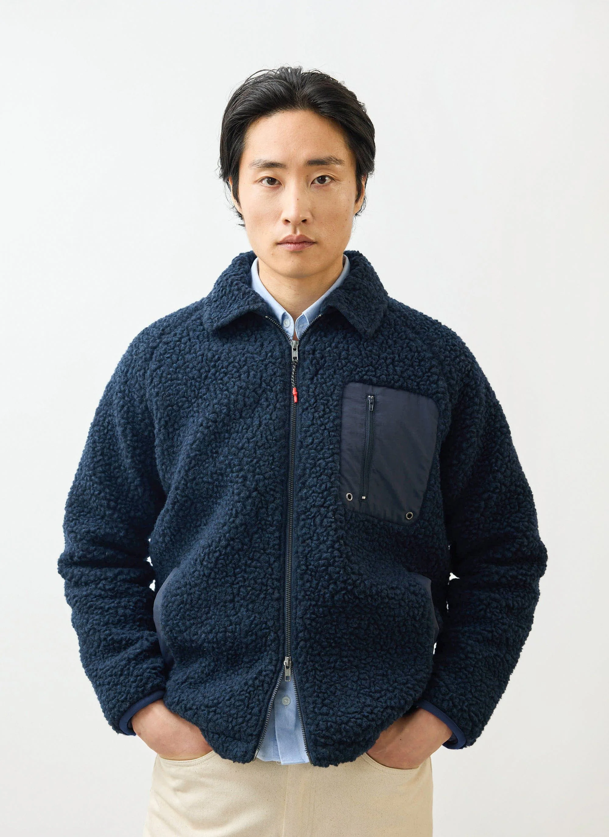 Men's Wool Fleece Jacket | Navy - Image 3