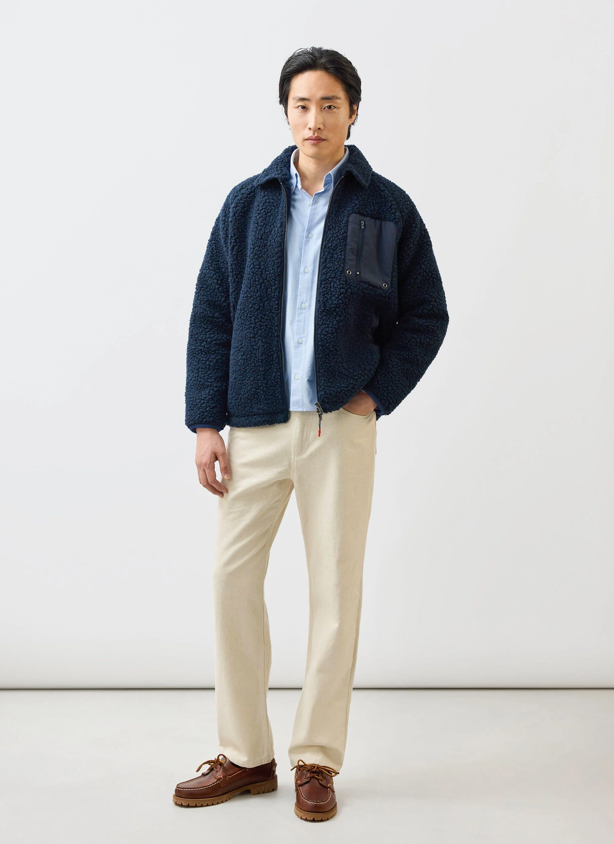 Men's Wool Fleece Jacket | Navy - Image 5