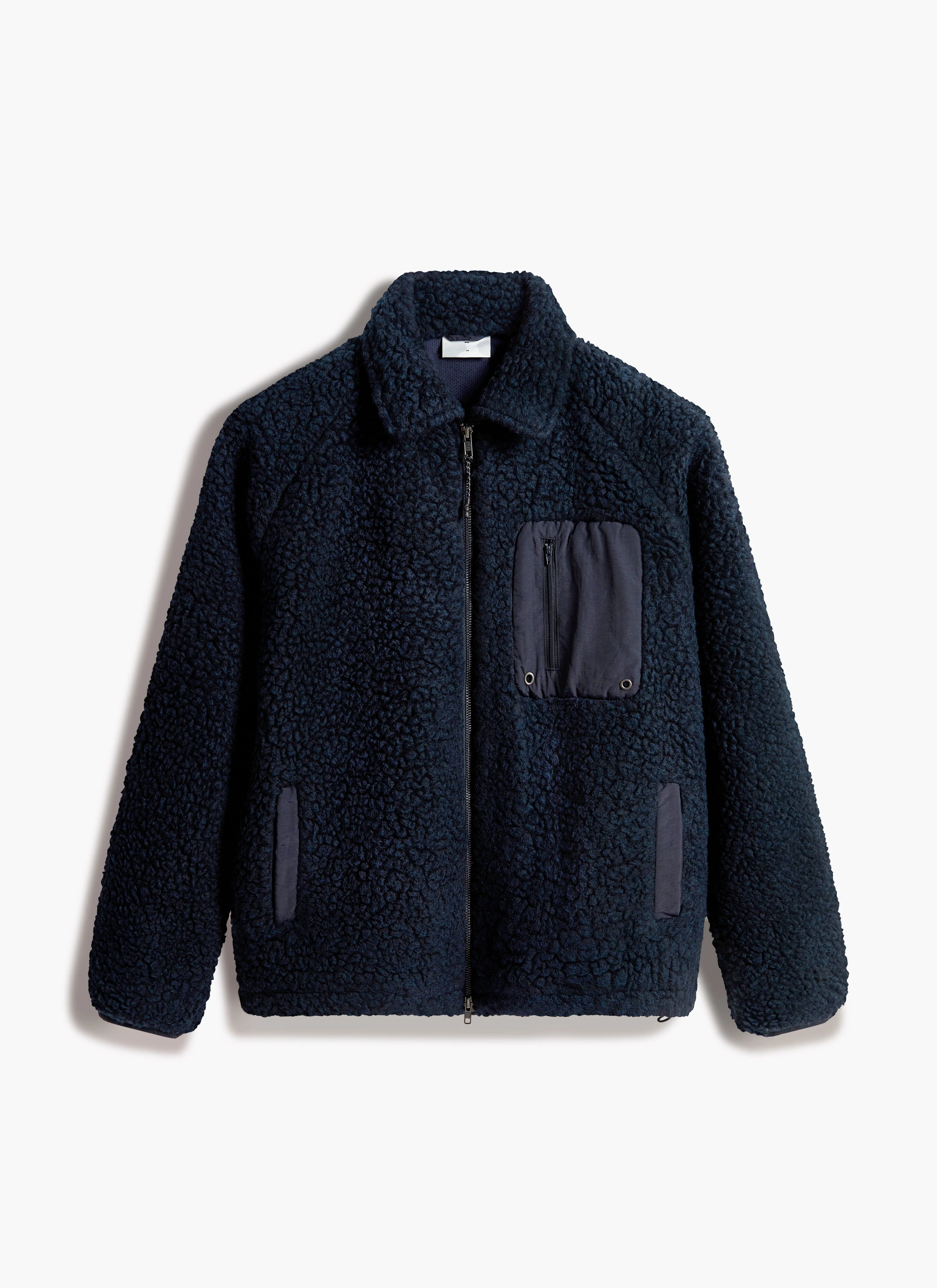 Men's Wool Fleece Jacket | Navy - Image 6